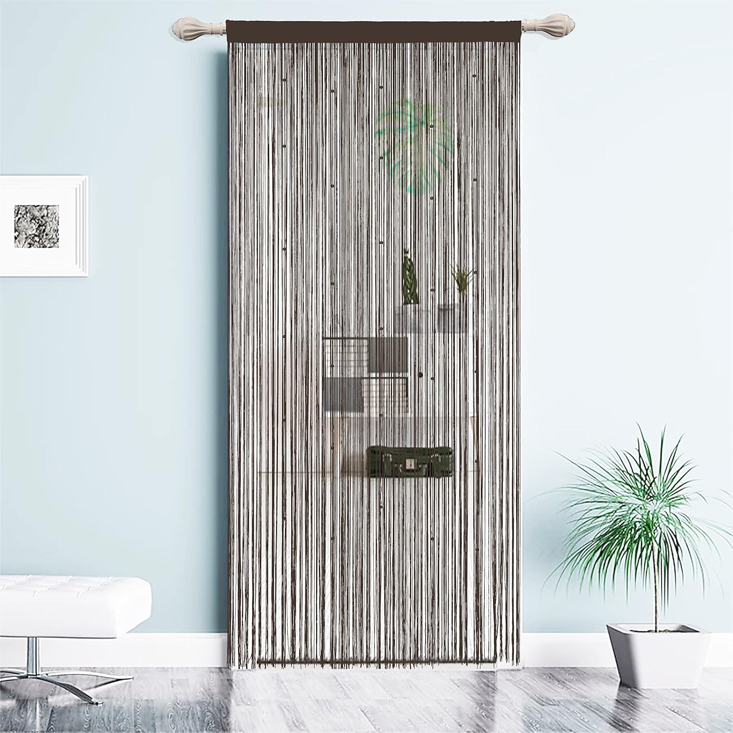 QiBoYuYe Beaded Door Curtain Fly Screen for Doors Window String Curtains Room Dividers Doorways Panel Living Bedroom Closet Drapes (coffee