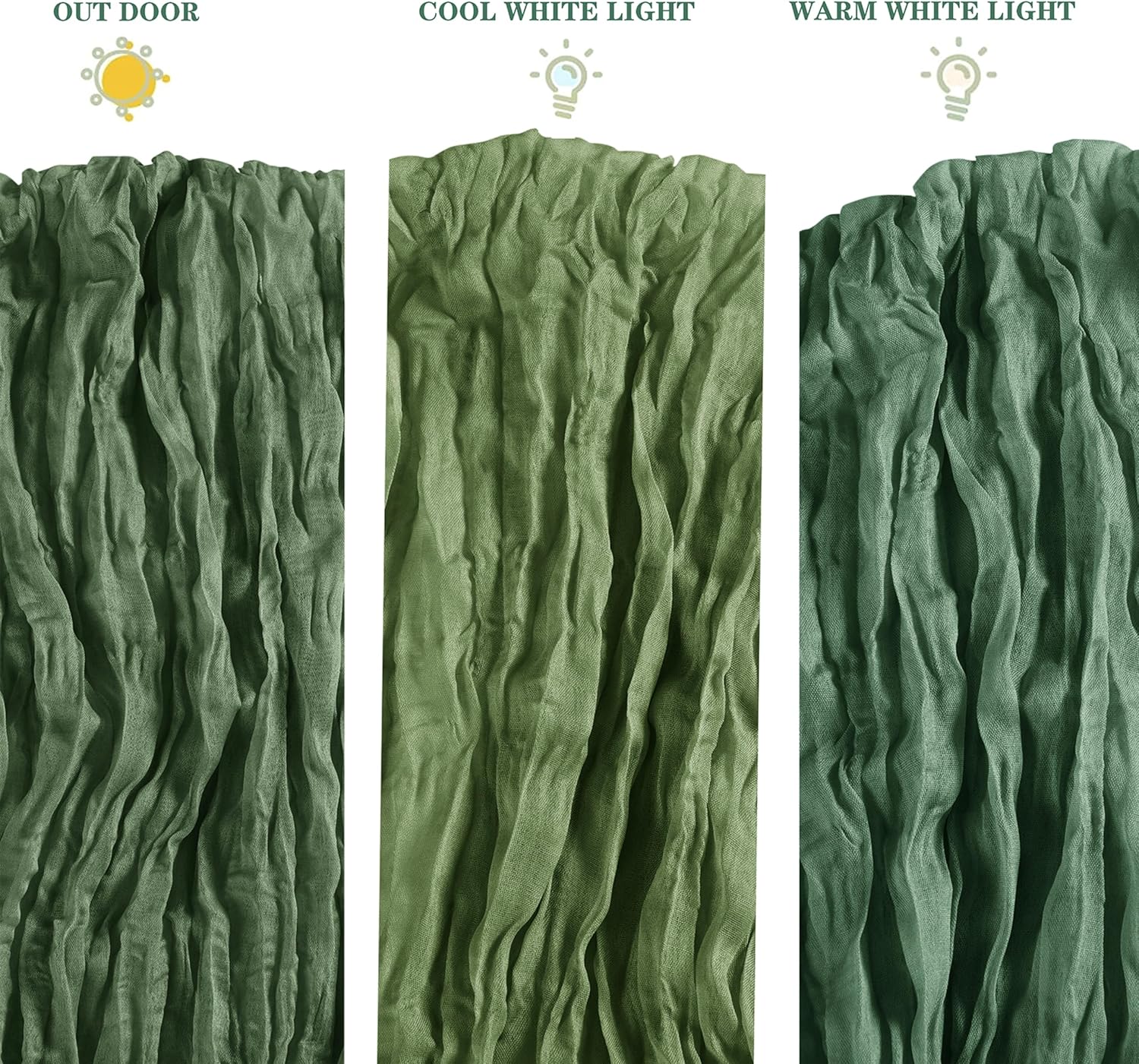 Peomeise Sage Green Cheesecloth Table Runner 20 Pack，17x108 Inches Boho Gauze Fabric Table Runner for Baby Shower Decoration Wedding Party