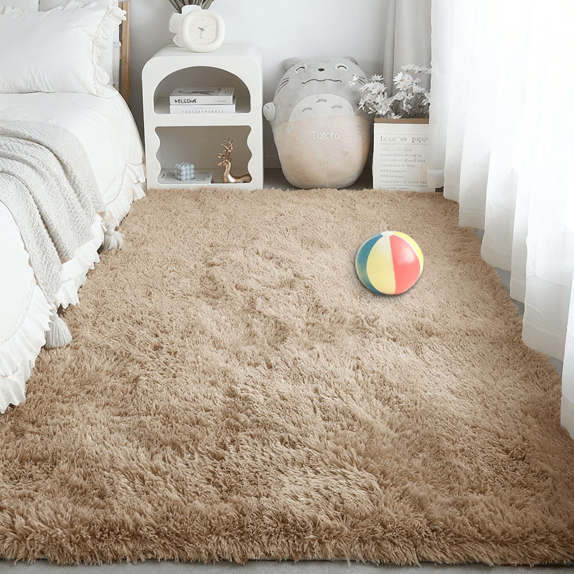 Tapis de salon moelleux 150x350cm chameau pour grande chambre de bébé