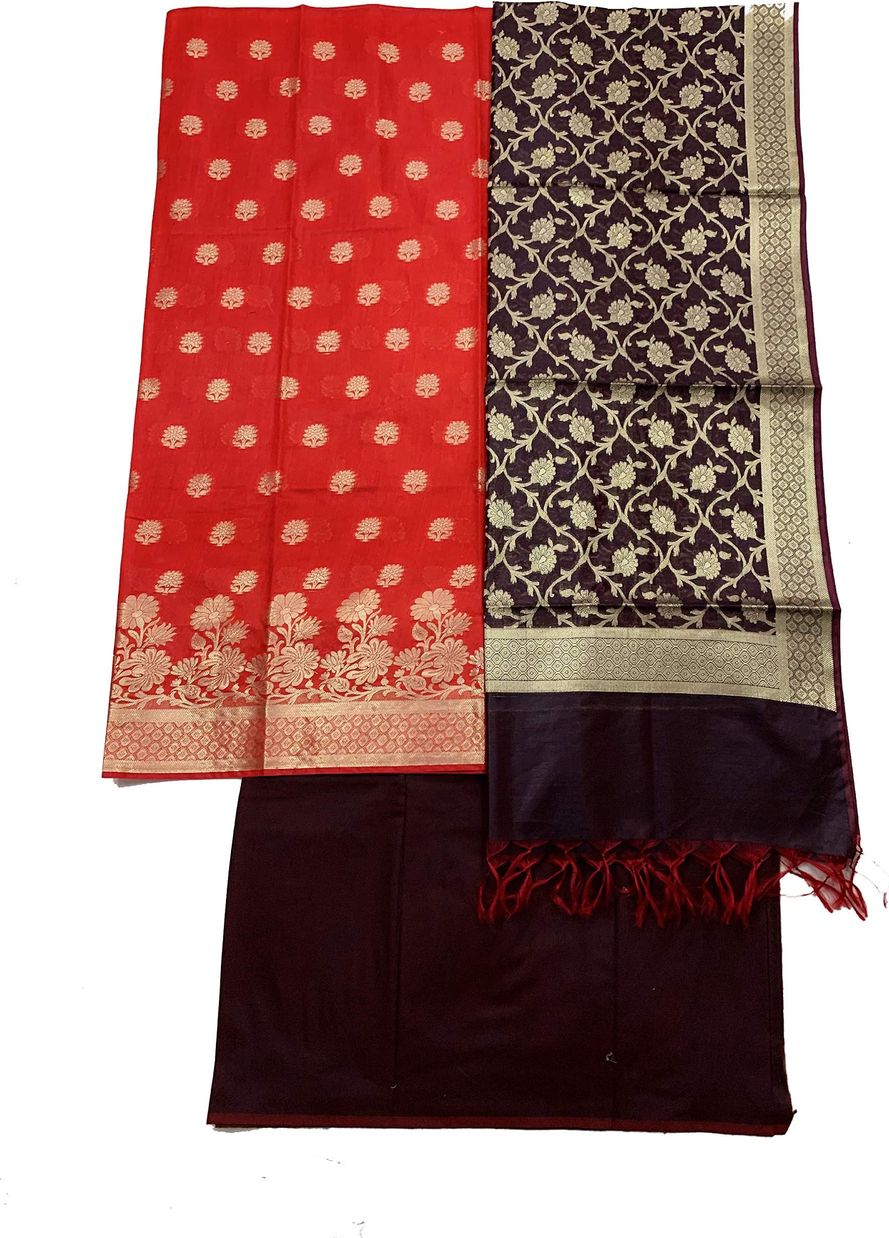 Women's Summer Silk/Cotton Suit With Self Color Dupatta(TMU1-1)