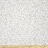 Vista 1 de Ambesonne The Yard, tela marfil de pétalos victorianos medievales barrocos de tonos suaves, patrón de primavera, tela de microfibra para artes