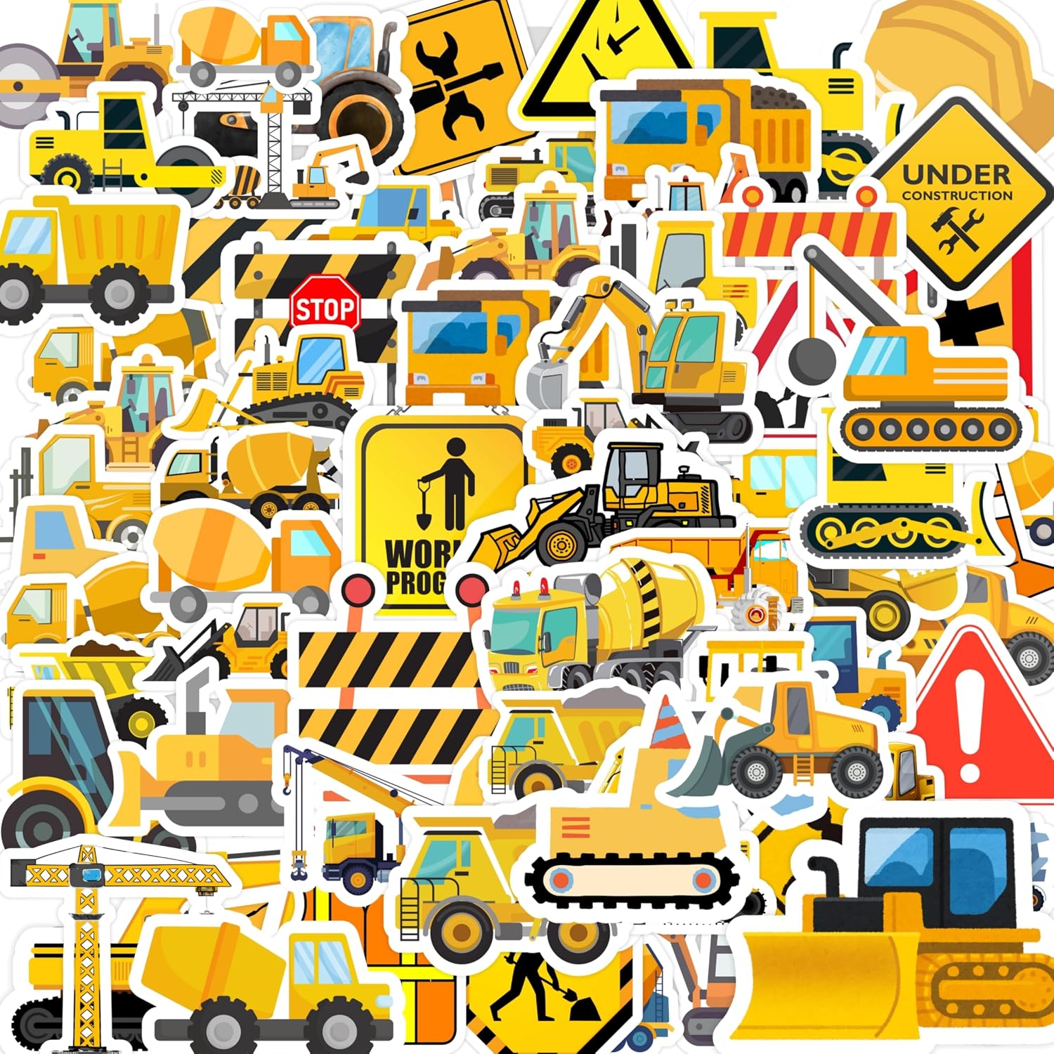 Amazon.com: 100 Pack Construction Stickers, Construction Party Favors ...