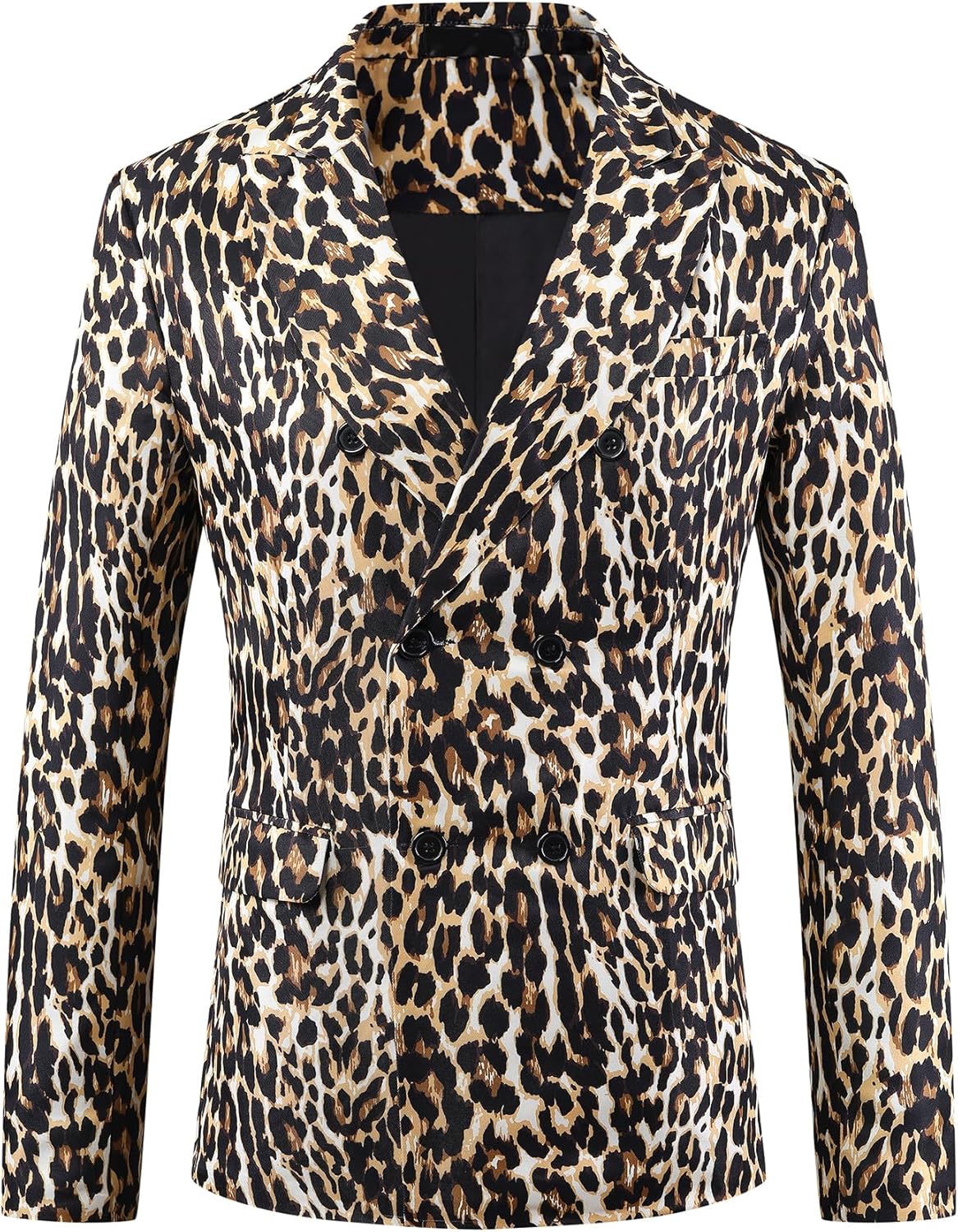 Lars Amadeus Animal Printed Blazer for Men's Festival Peak Lapel Double-Breasted Sport Coat Festival Suit Jacket