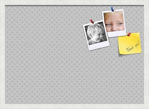 Miniatura 246 de PinPix Tablero de anuncios de corcho de 12 x 12 pulgadas. Este tablero decorativo enmarcado viene con diseño de círculos B W y un marco blanco