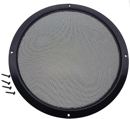 Paquete de 2 fundas protectoras de bocina de 8 pulgadas para parrillas de altavoces de malla metálica con tornillos de montaje para audio del hogar