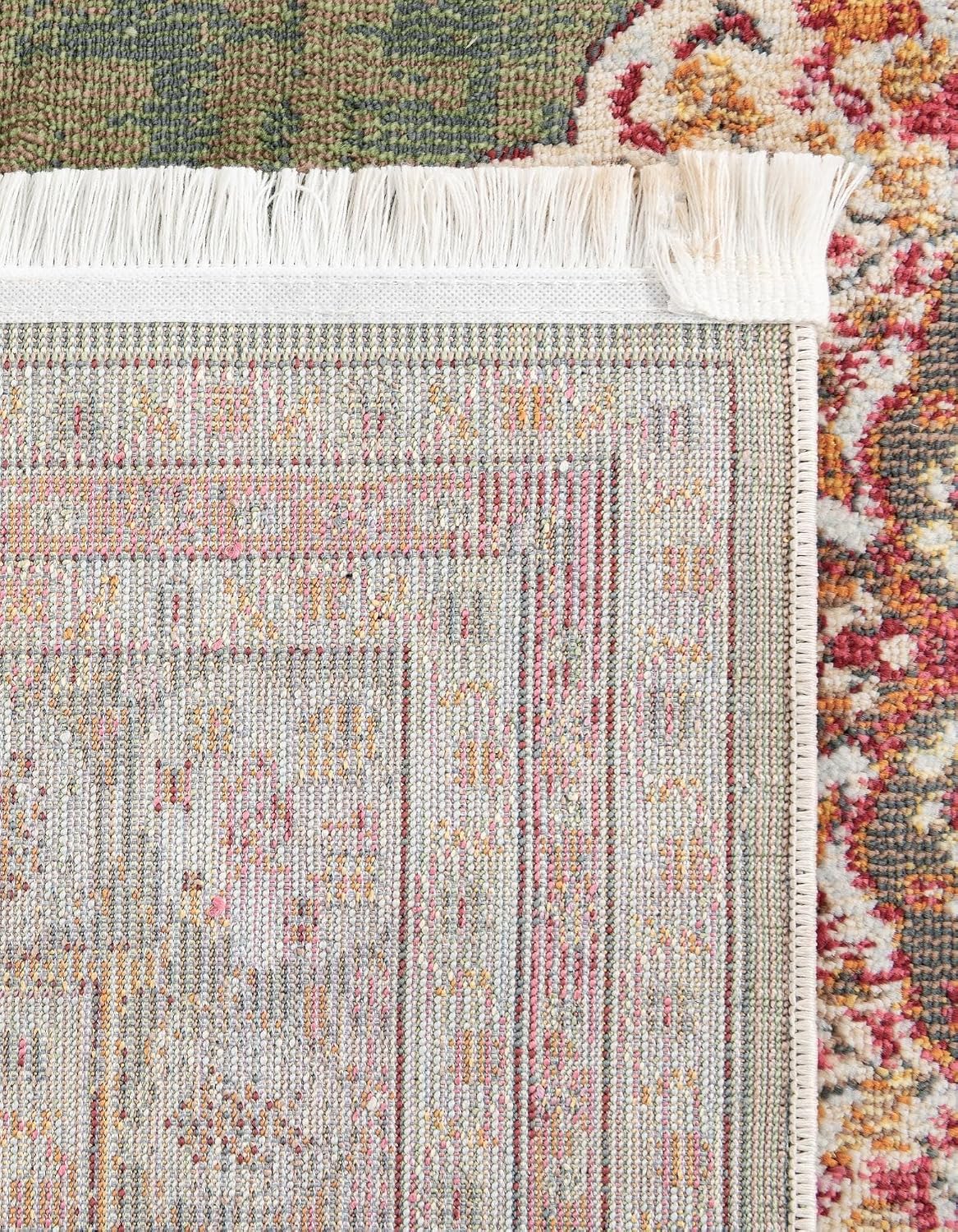 Rugs.com Santiago Collection Rug – 6 Ft Runner Green Medium-Pile Rug Perfect for Hallways, Entryways