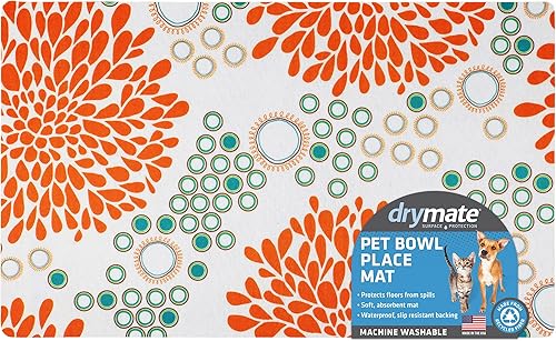 Miniatura 141 de Drymate Mantel individual con tazón para mascotas, tapete de alimentación de alimentos para perros y gatos, tela absorbente, respaldo impermeable