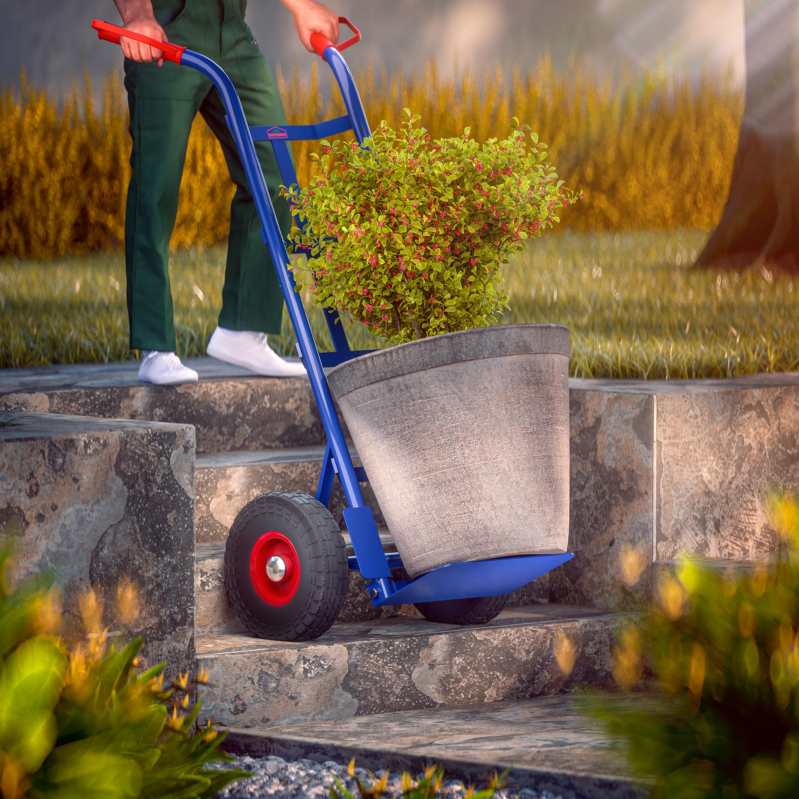 GARDEBRUK® Sackkarre PU Vollgummireifen klappbar 200kg Stahl Schutzblech Schwerlast Garten Umzug Transportkarre Transportwagen Transportroller