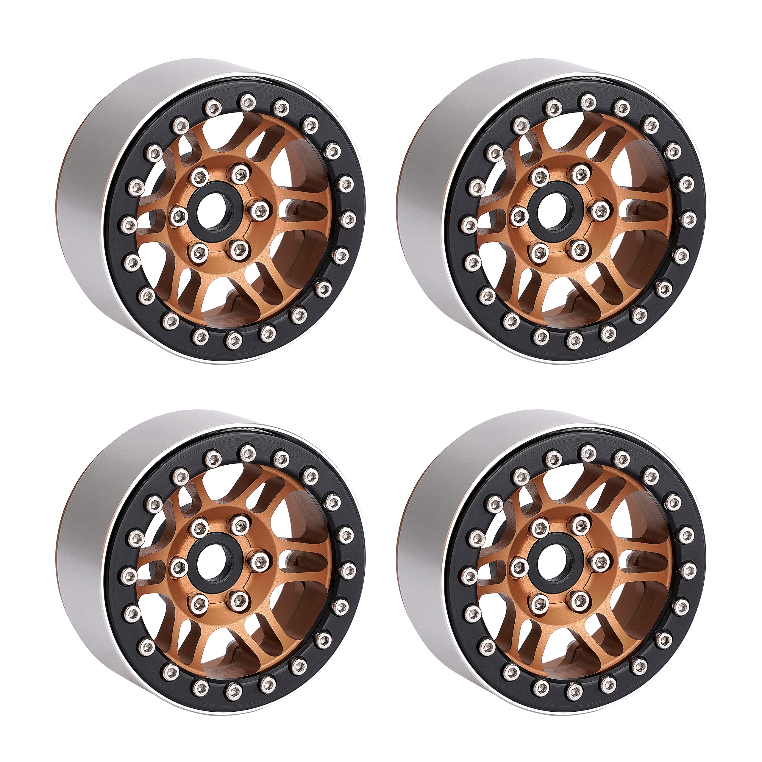 4PCS Aluminum 1.9" High Mass RC Beadlock Wheel Hubs for 1/10 RC Crawler Car TRAXXAS TRX4 TRX6 Axial SCX10 Tamiya CC01 (Copper)