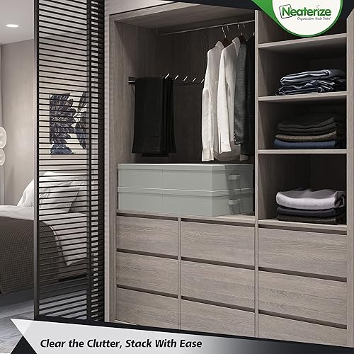 Vista 5 de NEATERIZE Contenedores de almacenamiento debajo de la cama con tapas [Juego de 2] Contenedores de almacenamiento largos y planos apilables debajo