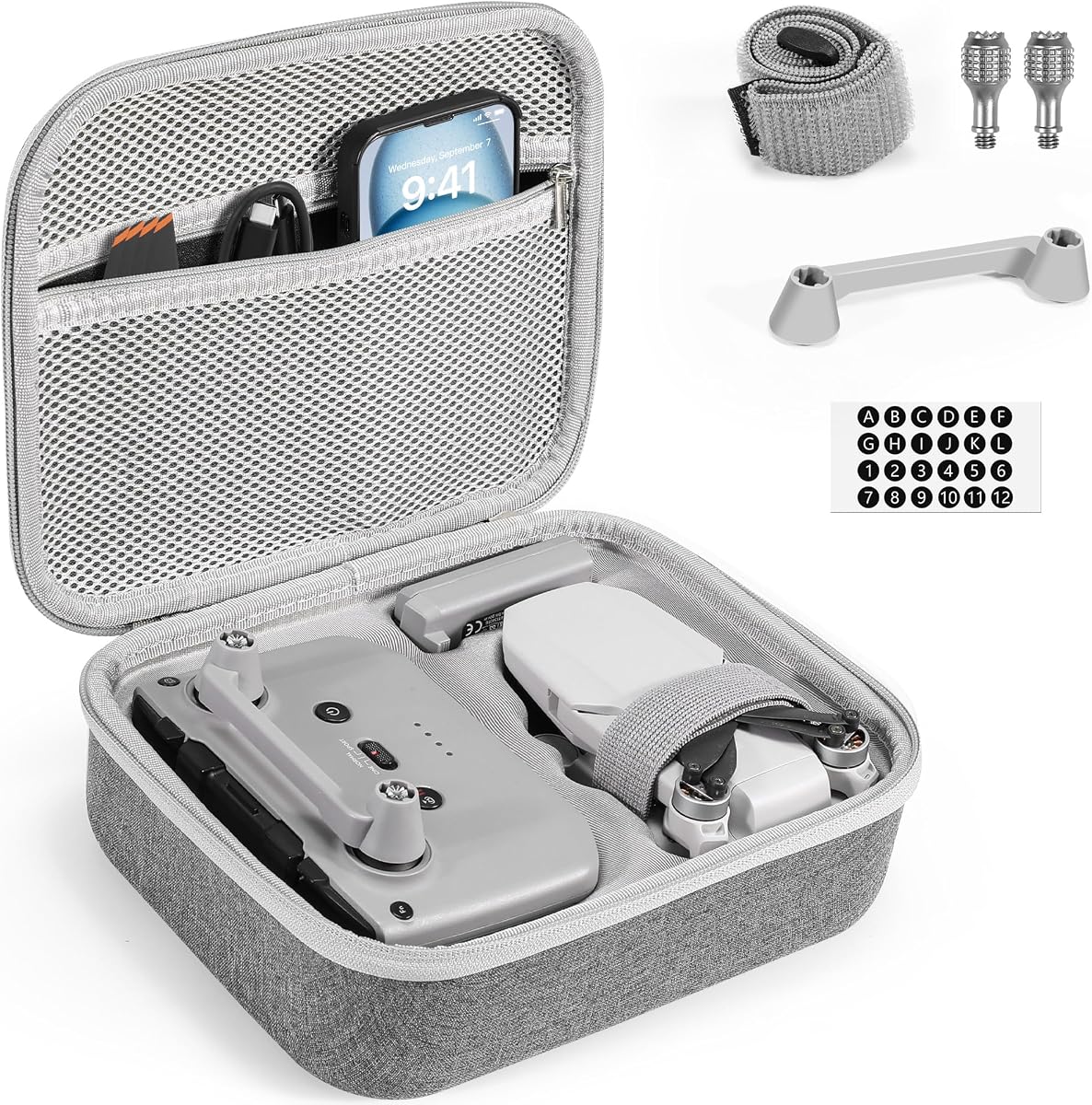 Carrying Case for DJI Mini 4K/Mini 2 SE Accessories Kit, 5-in-1 Hard Travle Storage Bag, Includes 1 Pair of Rocker, Joystick Protector, Propeller Holder& Digital Sticker