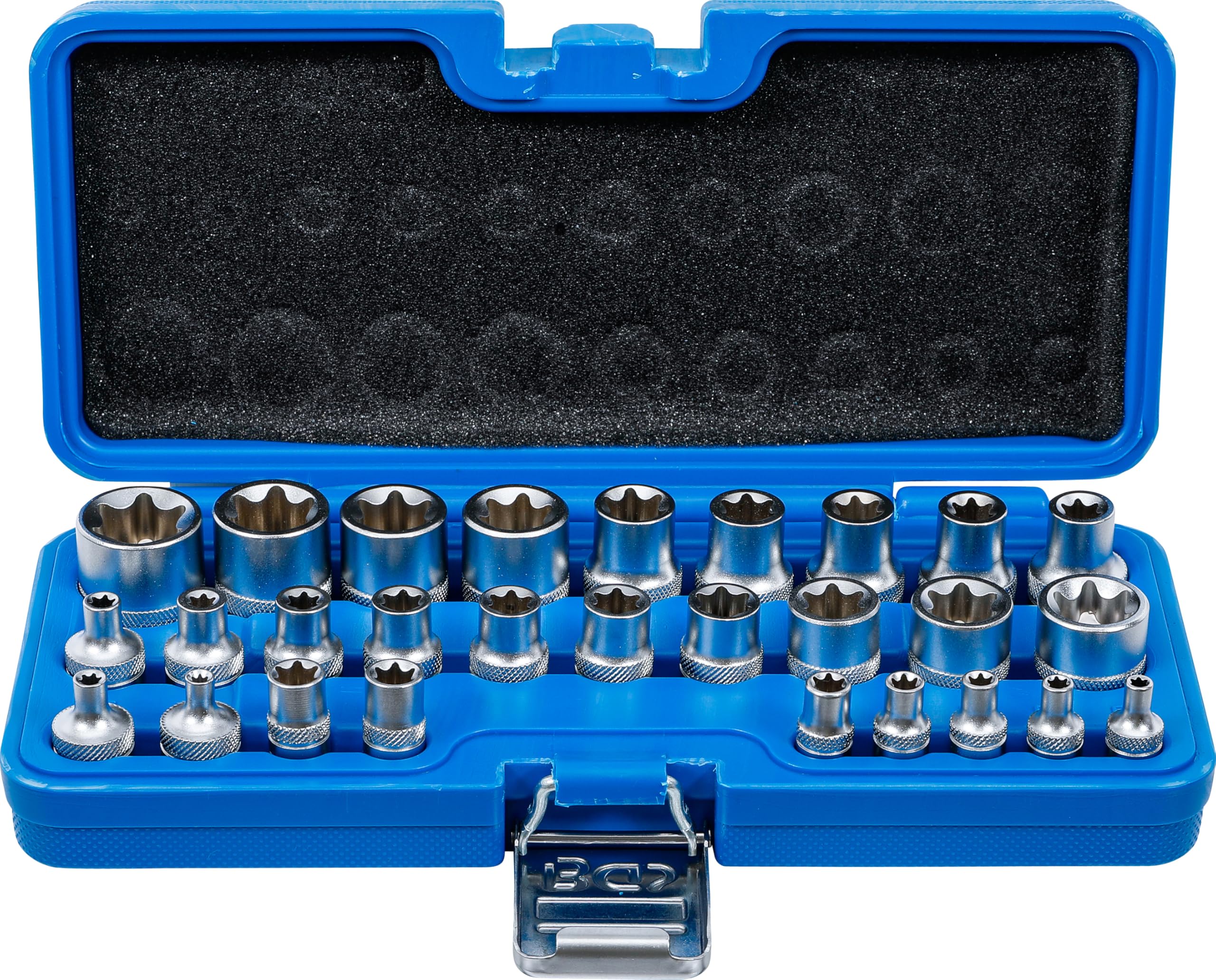 BGS 70099 | Socket Set, E-Type | 6.3 mm (1/4") / 12.5 mm (1/2") Drive | E4 - E24 | 28 pcs.