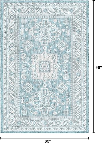 Miniatura 483 de Rugs.com Outdoor Aztec Collection Alfombra – 4 x 6 pies alfombra de tejido plano gris carbón perfecta para salas de estar, grandes comedores, planos