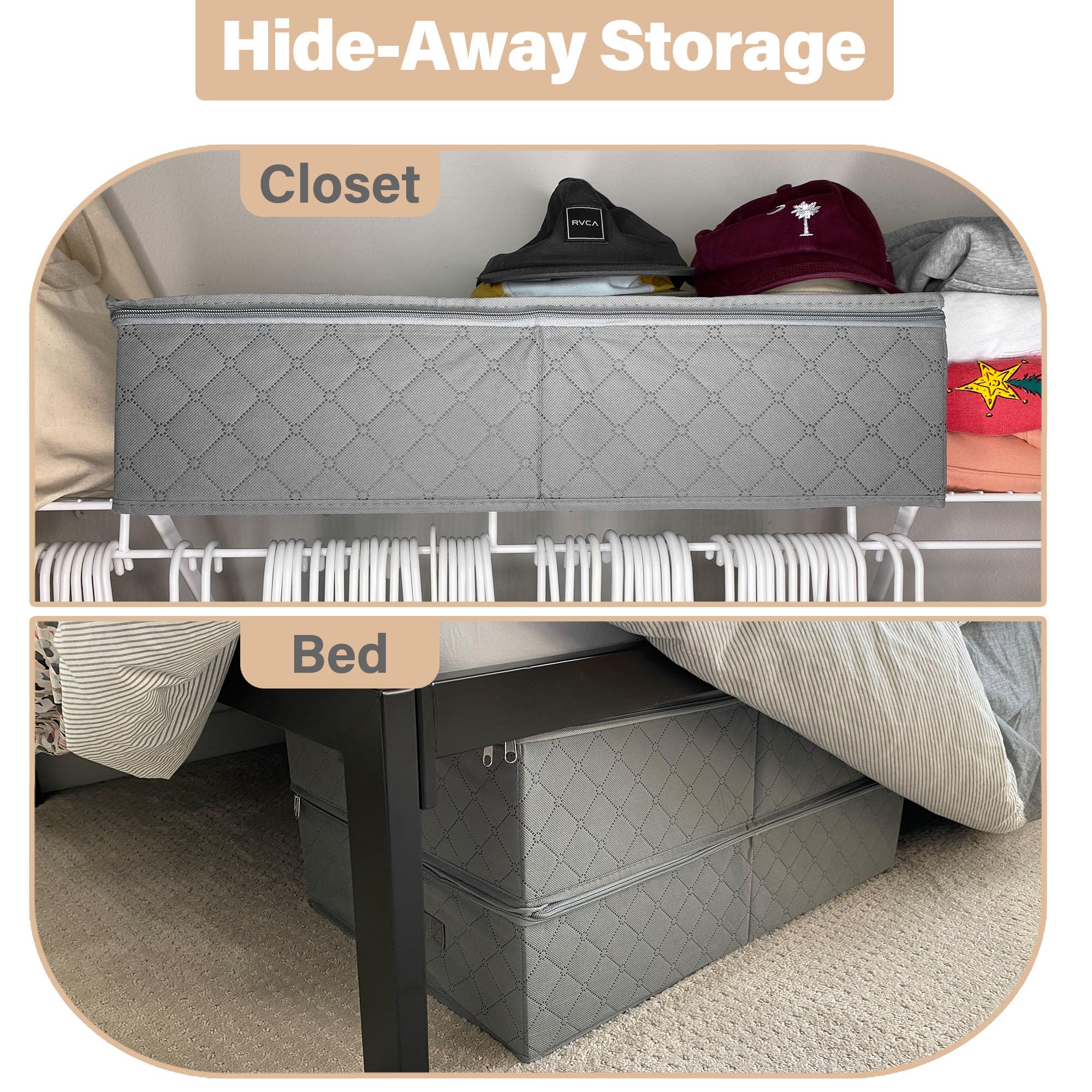 LotFancy - Contenitori sotto il letto, confezione da 2, 61 x 40 x 15 cm