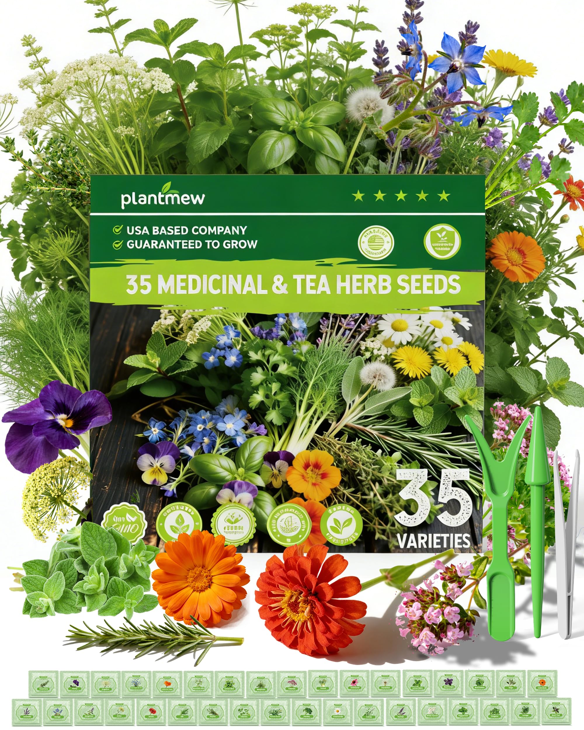 Medicinal and Tea Herb Seeds 35 Variety Pack