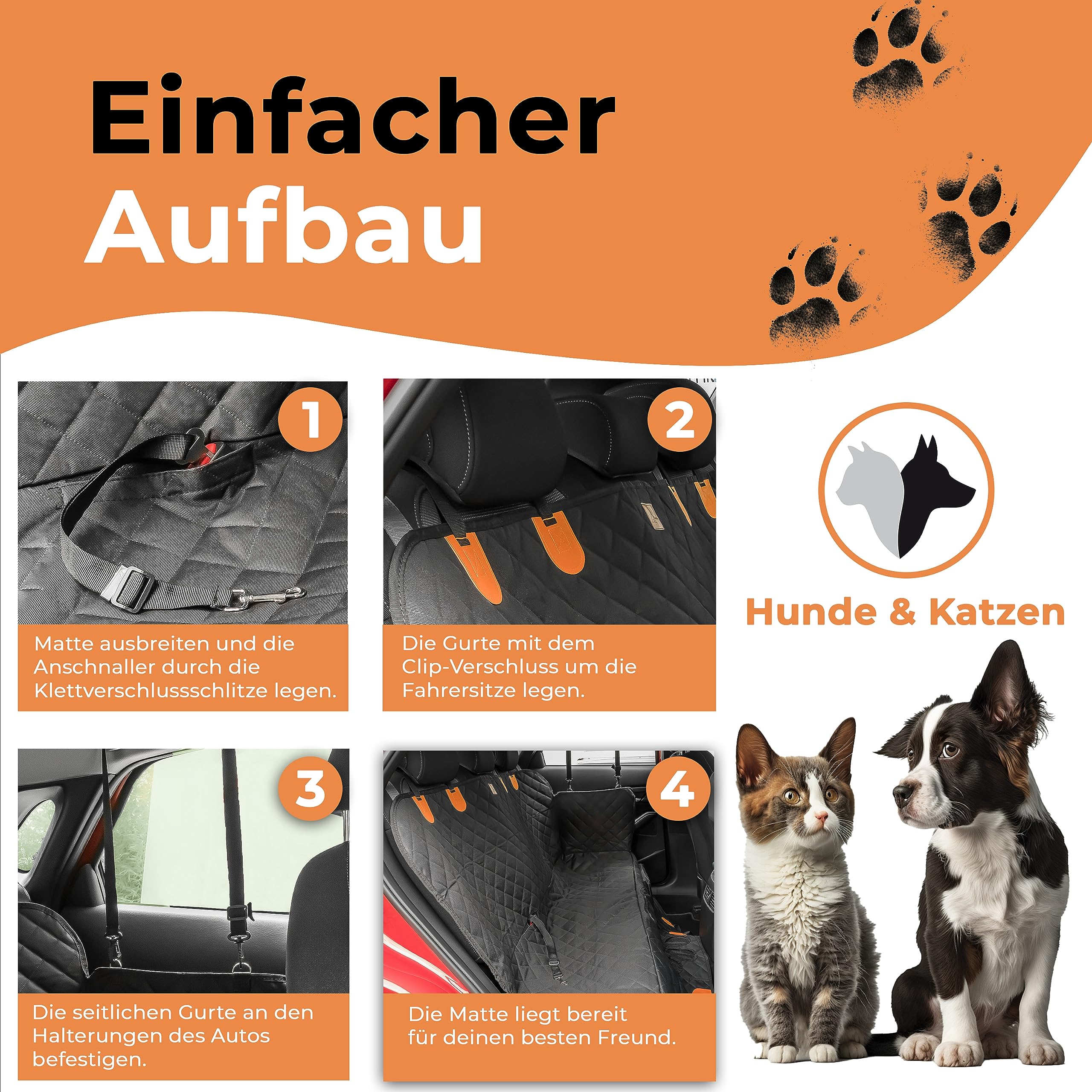 Hundedecke für Auto Rückbank [Premium] Wasserabweisende Autoschondecke für Hunde mit Sichtfenster und Seitenschutz - Pflegeleichte Autodecke Hund Rücksitz Hunde Hundeschutz Auto