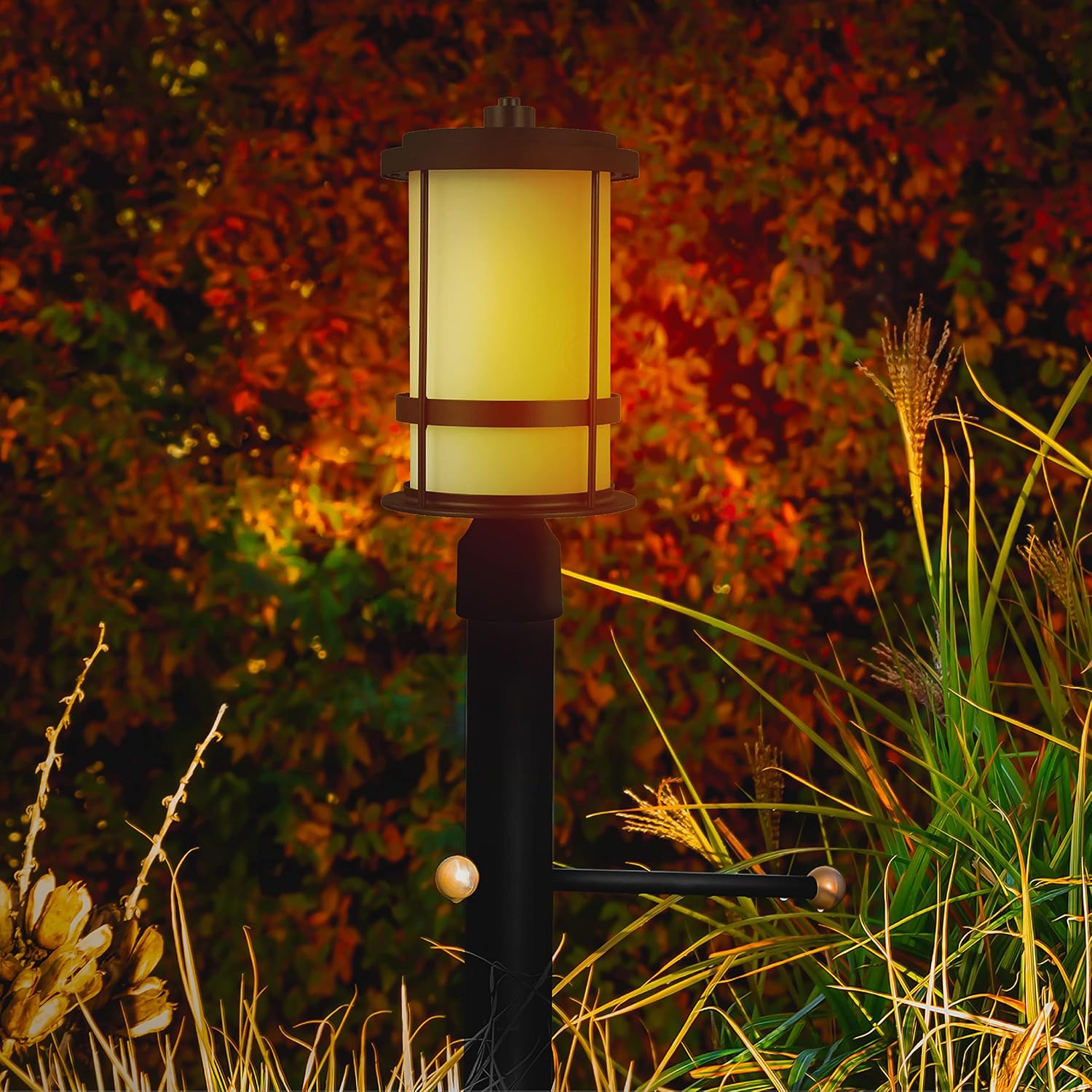 Generation Lighting 1-Light Wilburn Outdoor Post Lantern Black 8290901-12, Outdoor Lantern Lamp for Patio Decor or Garden Decor, Light Fixture for Outdoor Decor Uses Standard A19 or LED Light Bulb