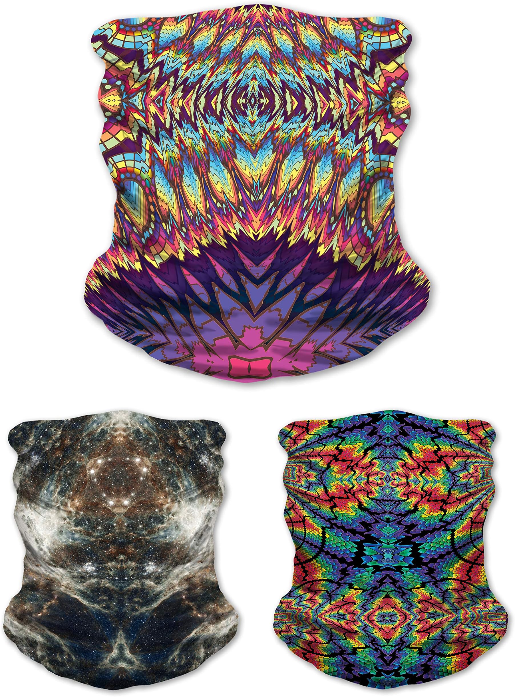 Lucid Eye Neck Gaiter Multipack 3PCS, Colorful Festival Series, Stretchy Tube Scarf