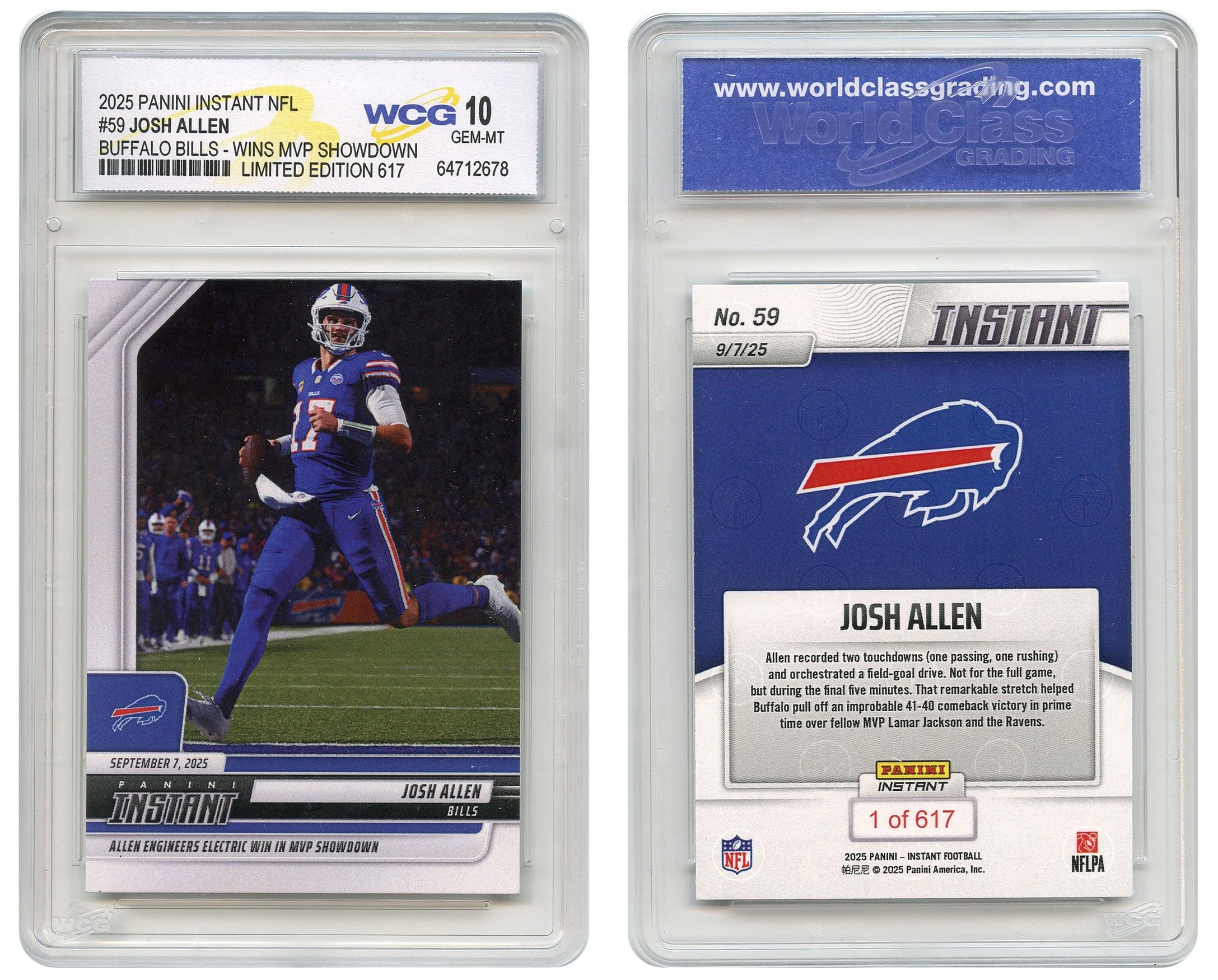 Amazon.com: 2025 Panini NFL Buffalo Bills Josh Allen Wins MVP Showdown Card  #59