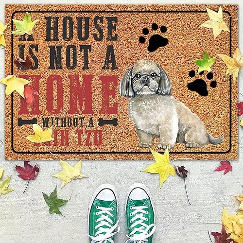 Miniatura 4 de A House is Not A Home Without A Shih Tzu 1 - Tapete para puerta de porche delantero, tapete de fibra de coco, tapete básico de bienvenida, regalo de