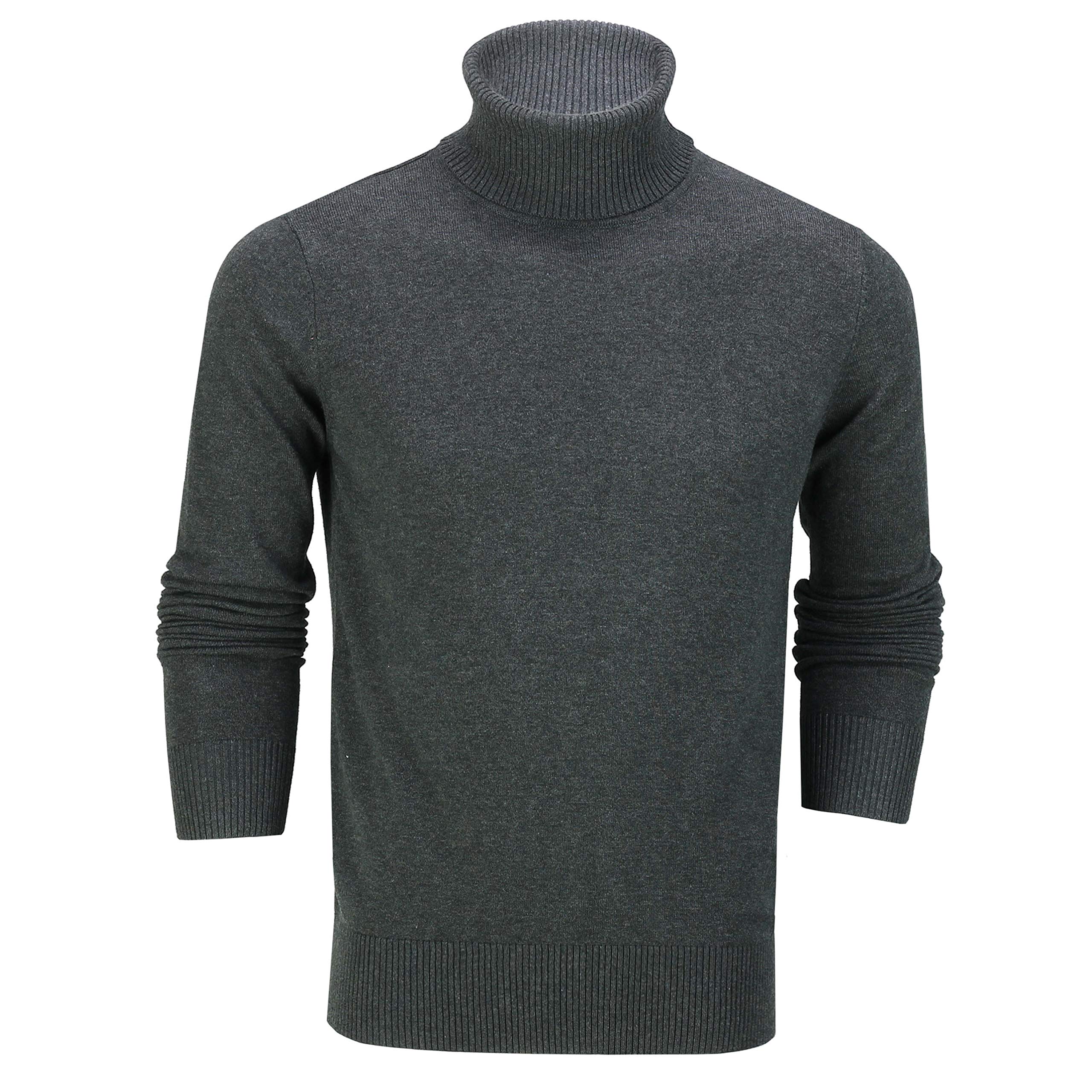 Xposed Mens Roll Neck Jumper Soft Cotton Fine Knitted High Turtle Polo Pullover Top[JUMPER-G1808,XL,Grey]
