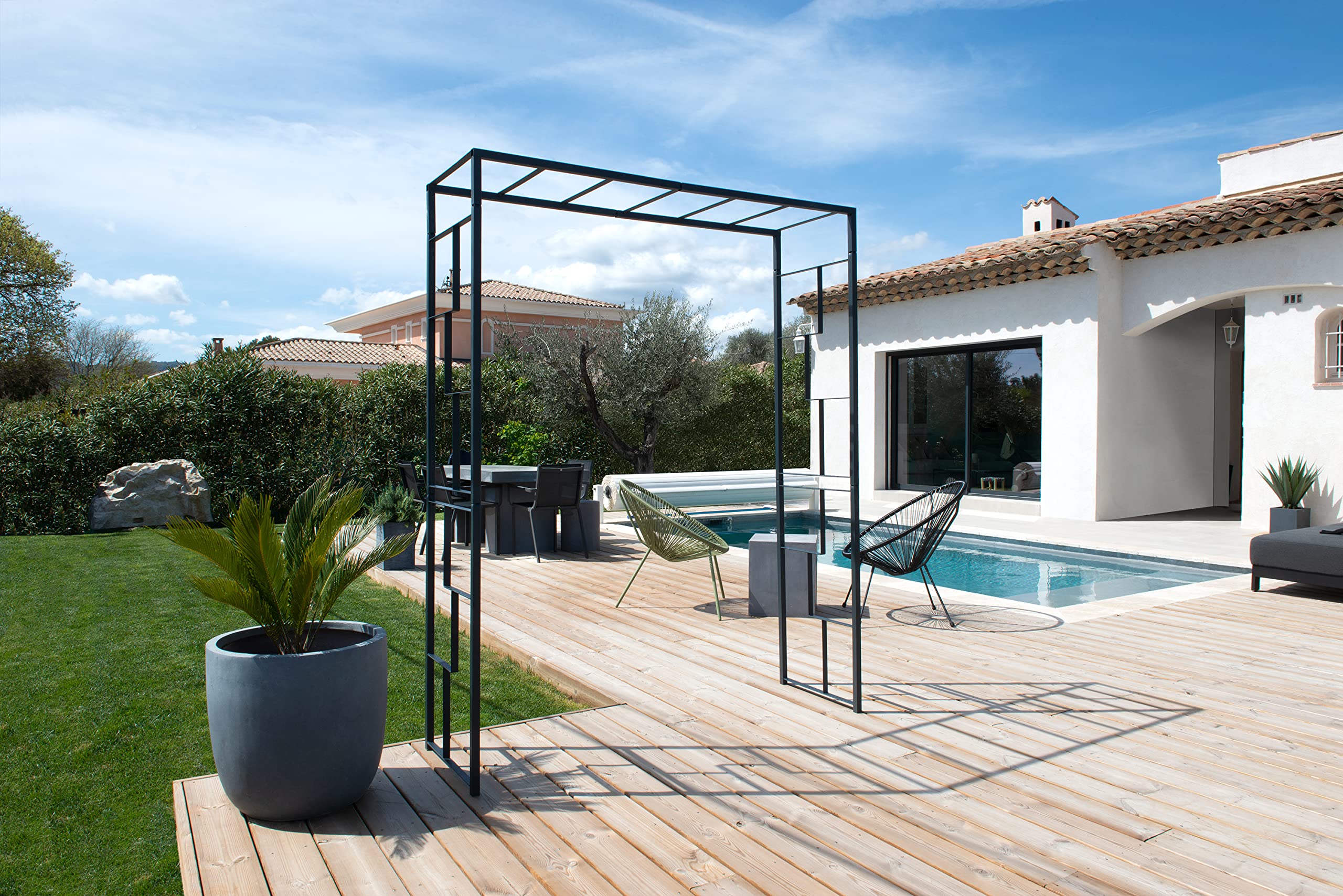 Arche de Jardin Linéale en Tube carré de 25 mm - 155x50x198 cm - Anthracite - Made in France