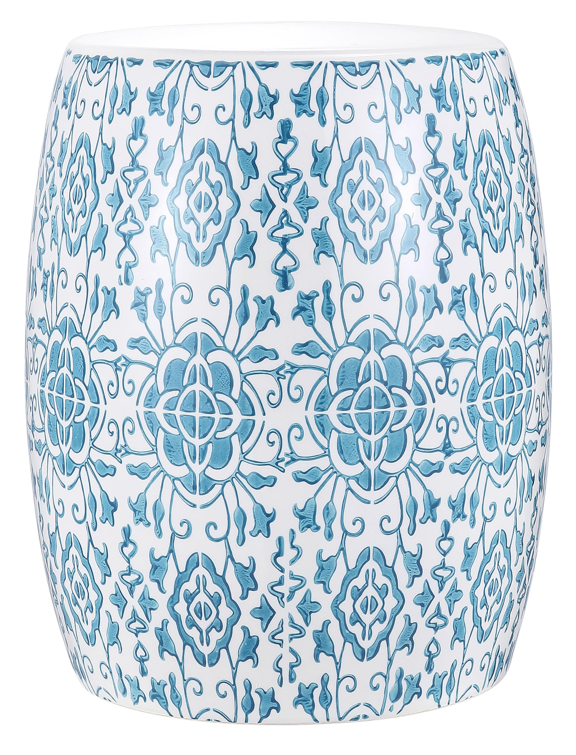 SAFAVIEH Home Collection Sebryna Blue/White Ceramic Decorative Garden Stool for Living Room, Bedroom, Garden, Side Table, Plant Stand