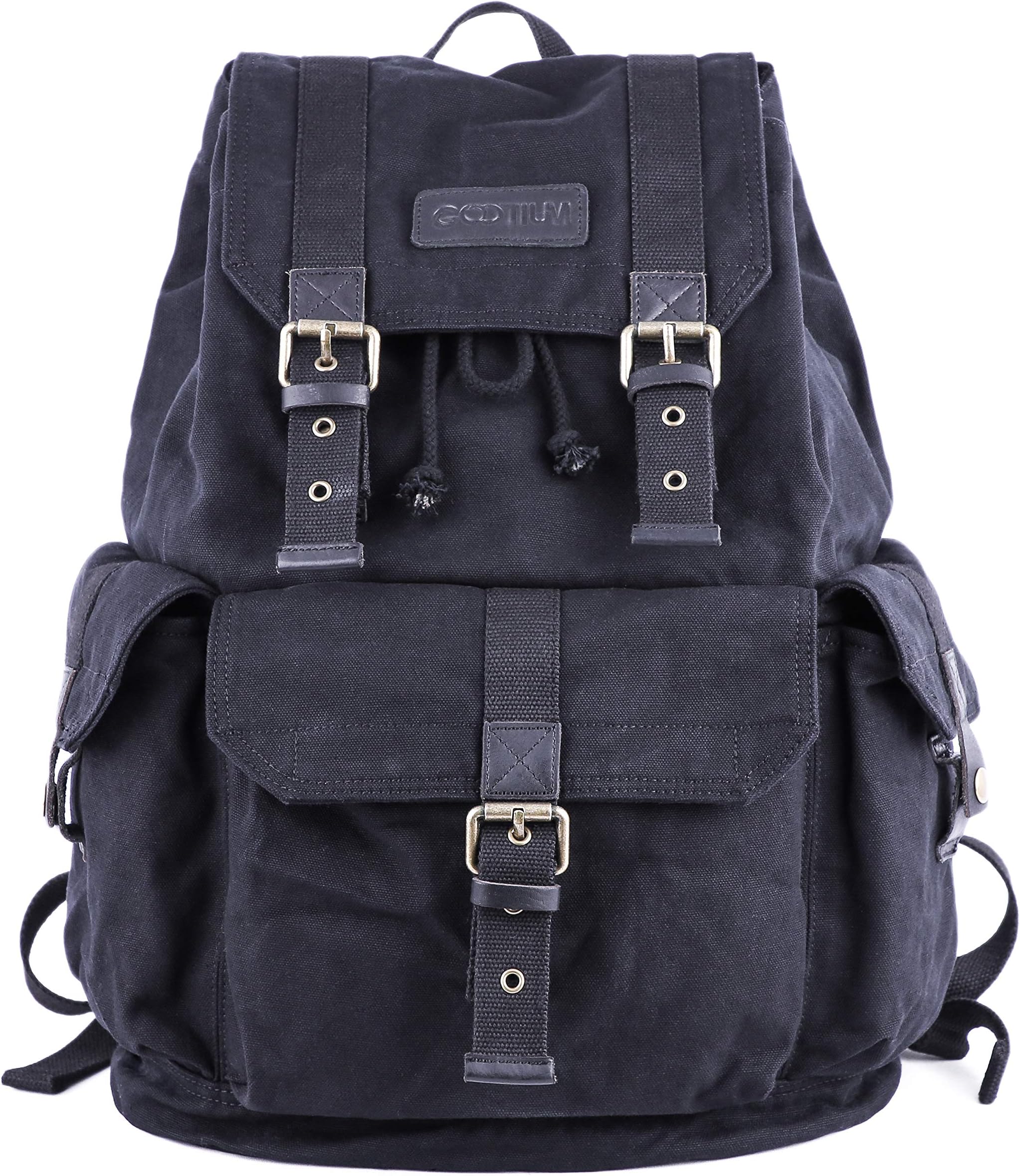 GOOTIUM 21101BLK Specially High Density Thick Canvas Backpack Rucksack,Black