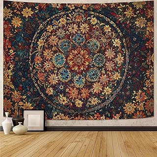 Fowocu Boho Floral Mandala Tapestry Wall Hanging Vintage Bohemian Flower...