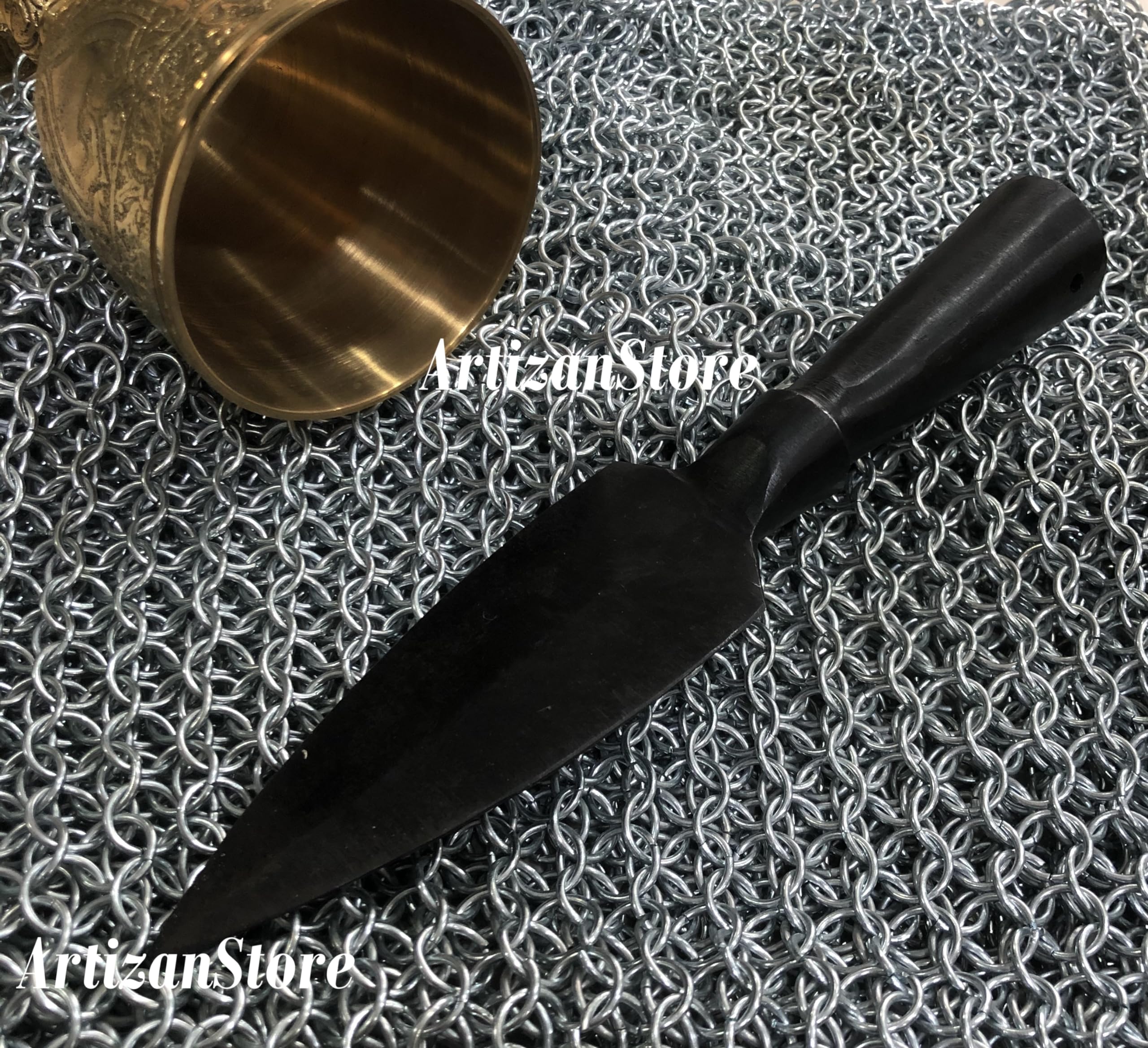 ARTIZANSTORE Forgiato A Mano Saga Vichingo Ferro Lancia Testa Riproduzione Romana O Medievale Acciaio Punta di Lancia (15 '', Nero Antico)