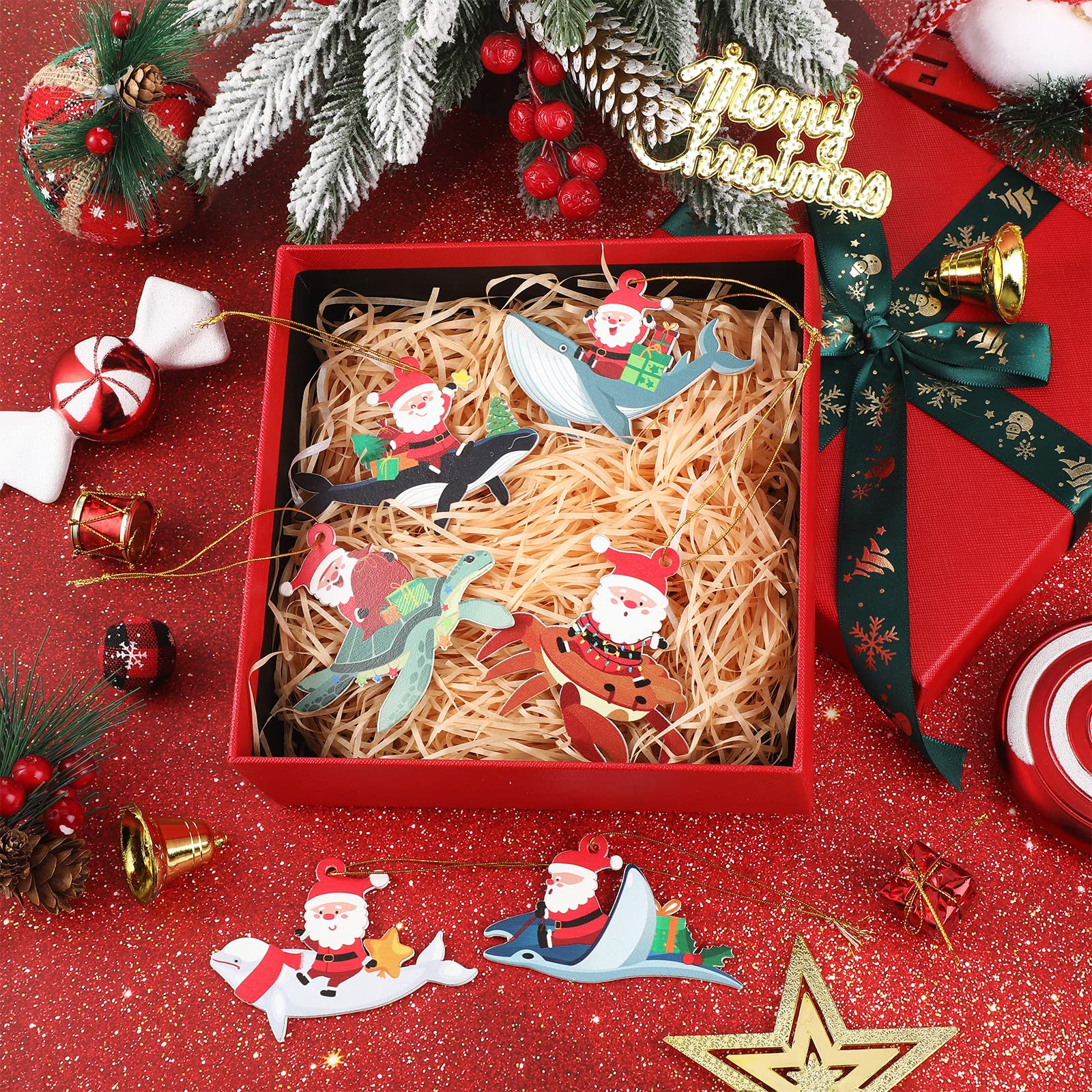 Amazon.co.jp: 12ピース 海洋 動物 オーナメント クリスマスツリー用