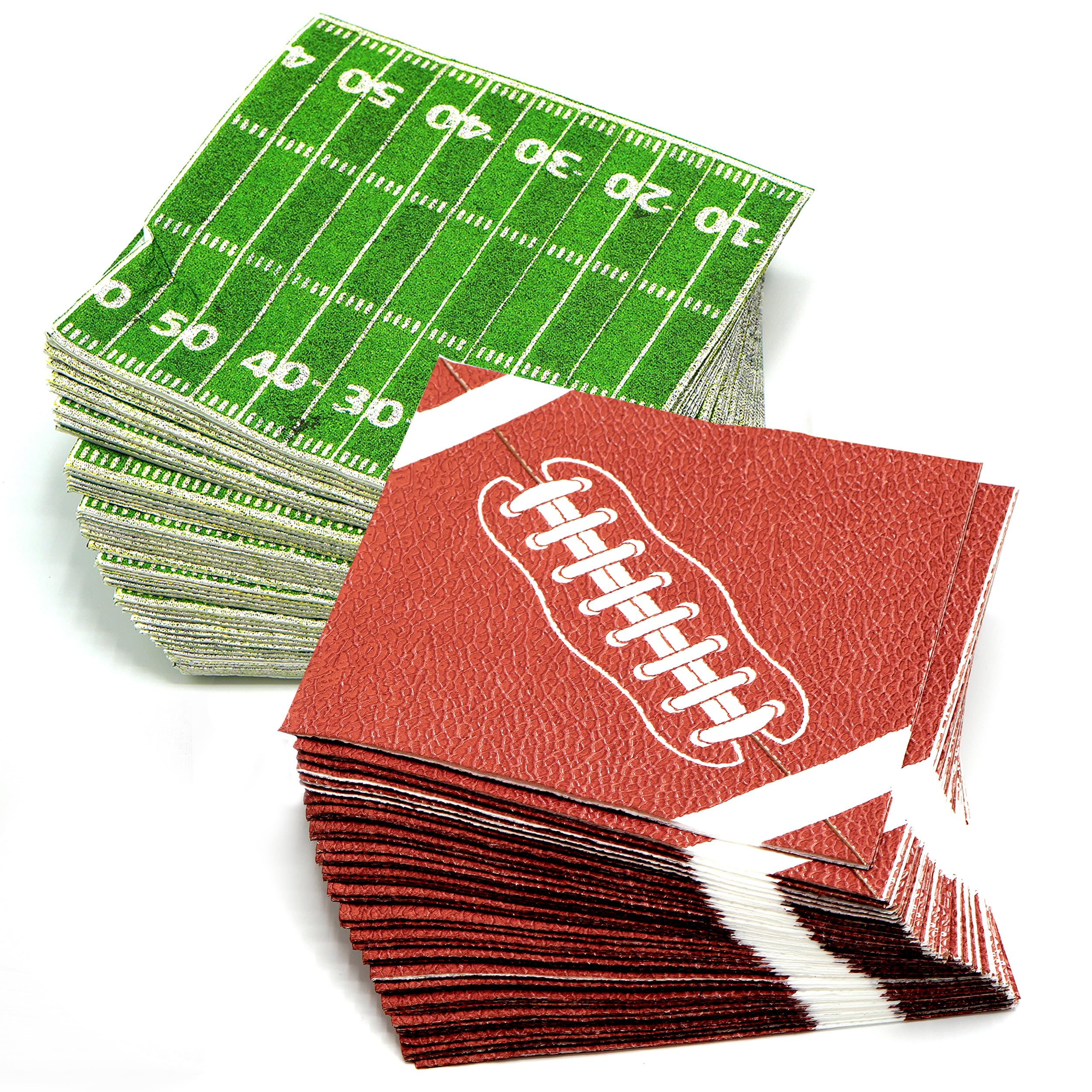 4E's Novelty 80 Pack Football Disposable Paper Napkins Bulk, Perfect for Football Birthday Party Decorations, Football Party Supplies, Football Game