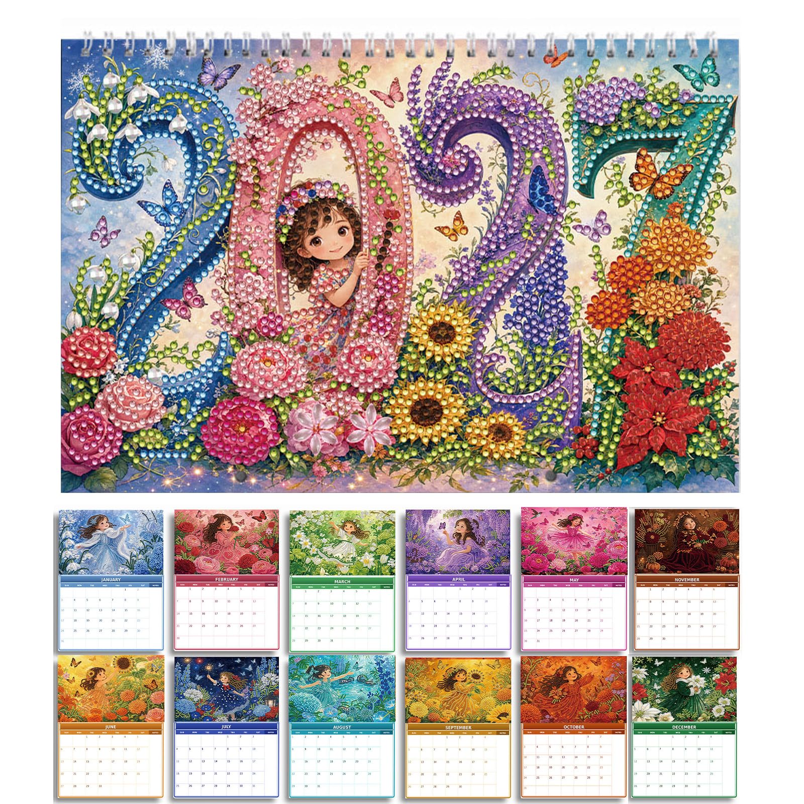 POETRYDRAW Girl 2027 DIY Diamond Art Calendar for Wall Decor