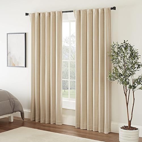 Cortinas opacas Eclipse Fresno, 52 x 84 pulgadas, Poliéster, Trigo, 63