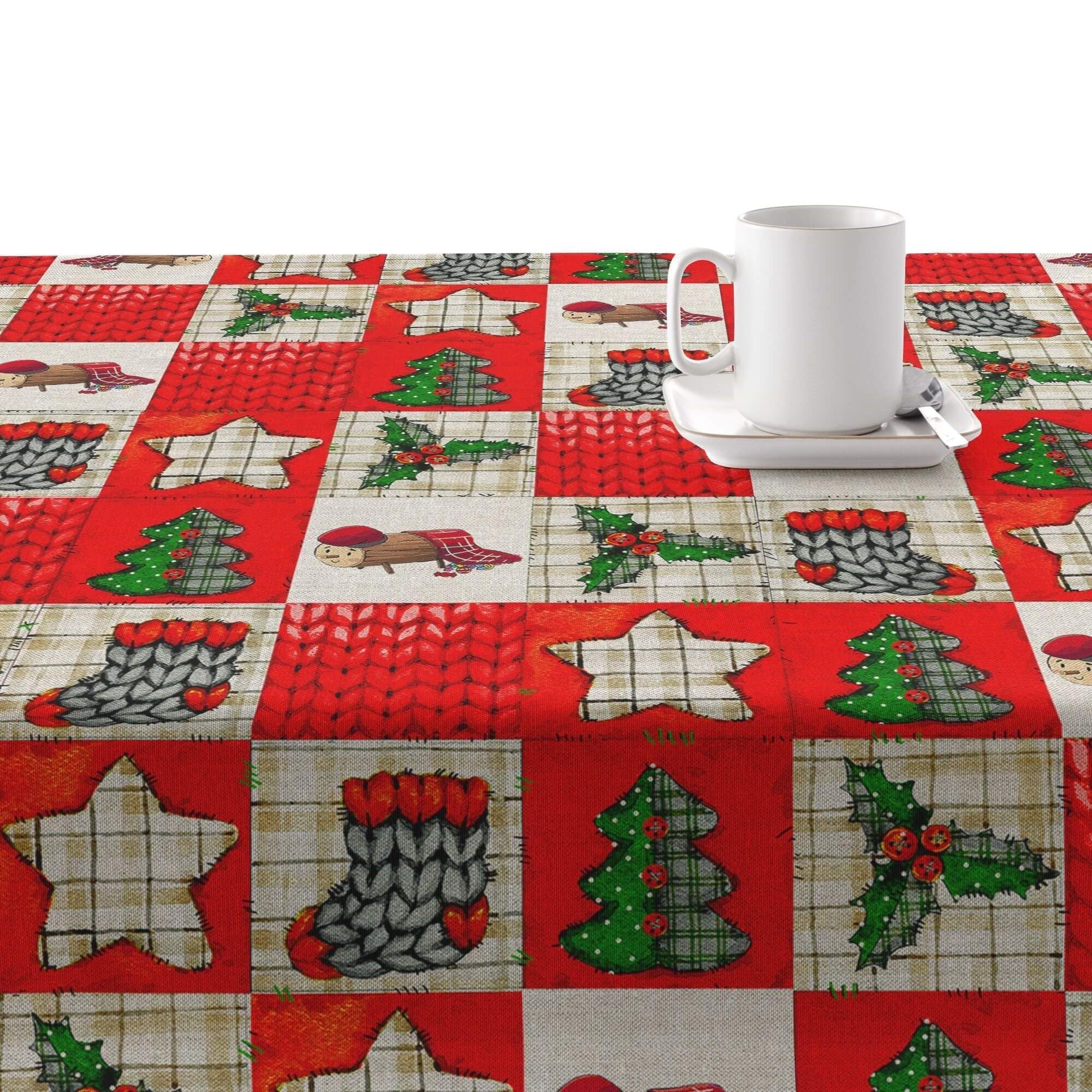 Belum | Weihnachts-Tischdecke, 300 x 140 cm, 100% Baumwolle, harzbeschichtet, schmutzabweisend, Modell Cagatió 1