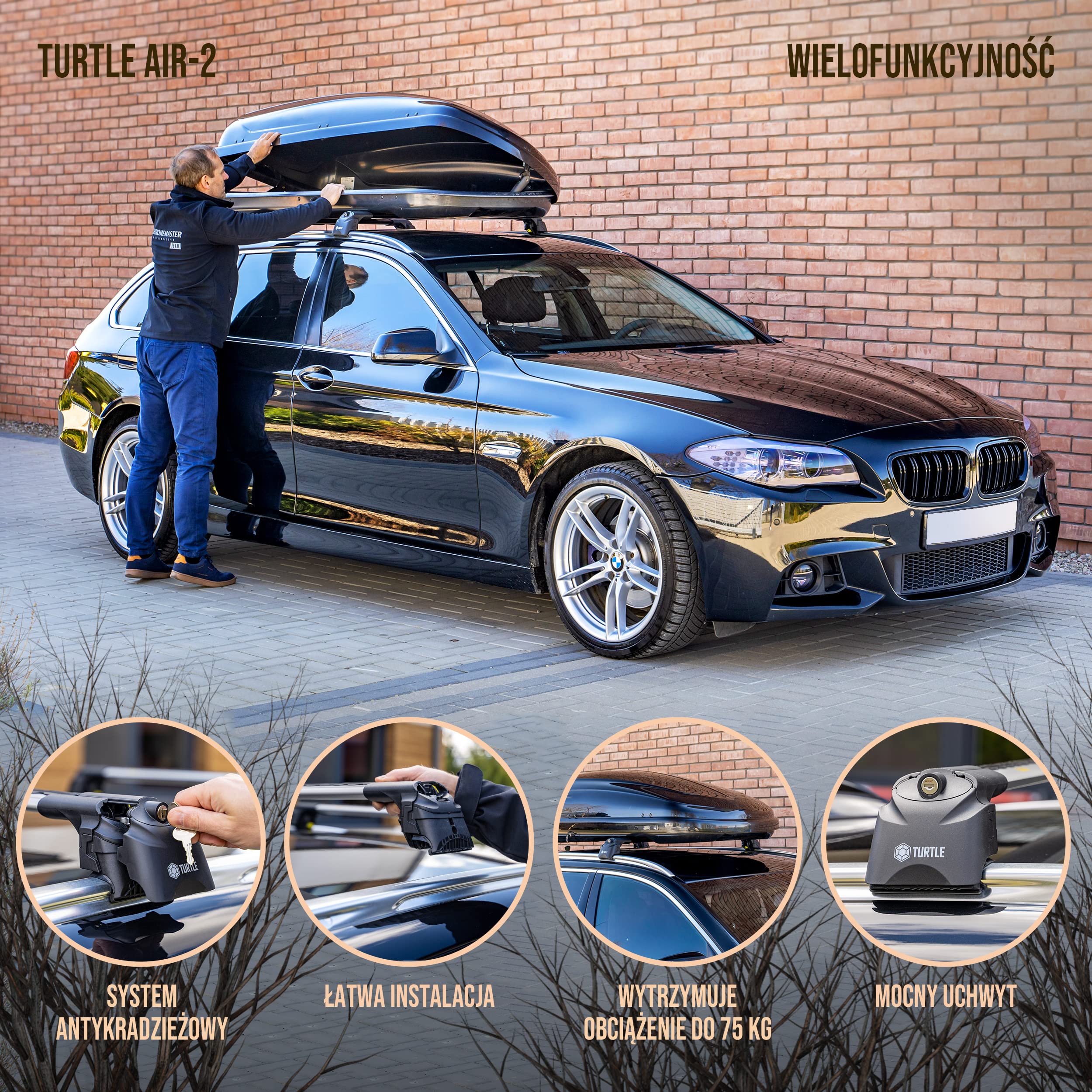 TURTLE AIR2 | Bagażnik dachowy, Belki dachowe | Kompatybilne z KIA XCeed 2019-; Do montażu boksów dachowych, bagażników rowerowych, drabiny | Wytrzymała konstrukcja z aluminium | TÜV