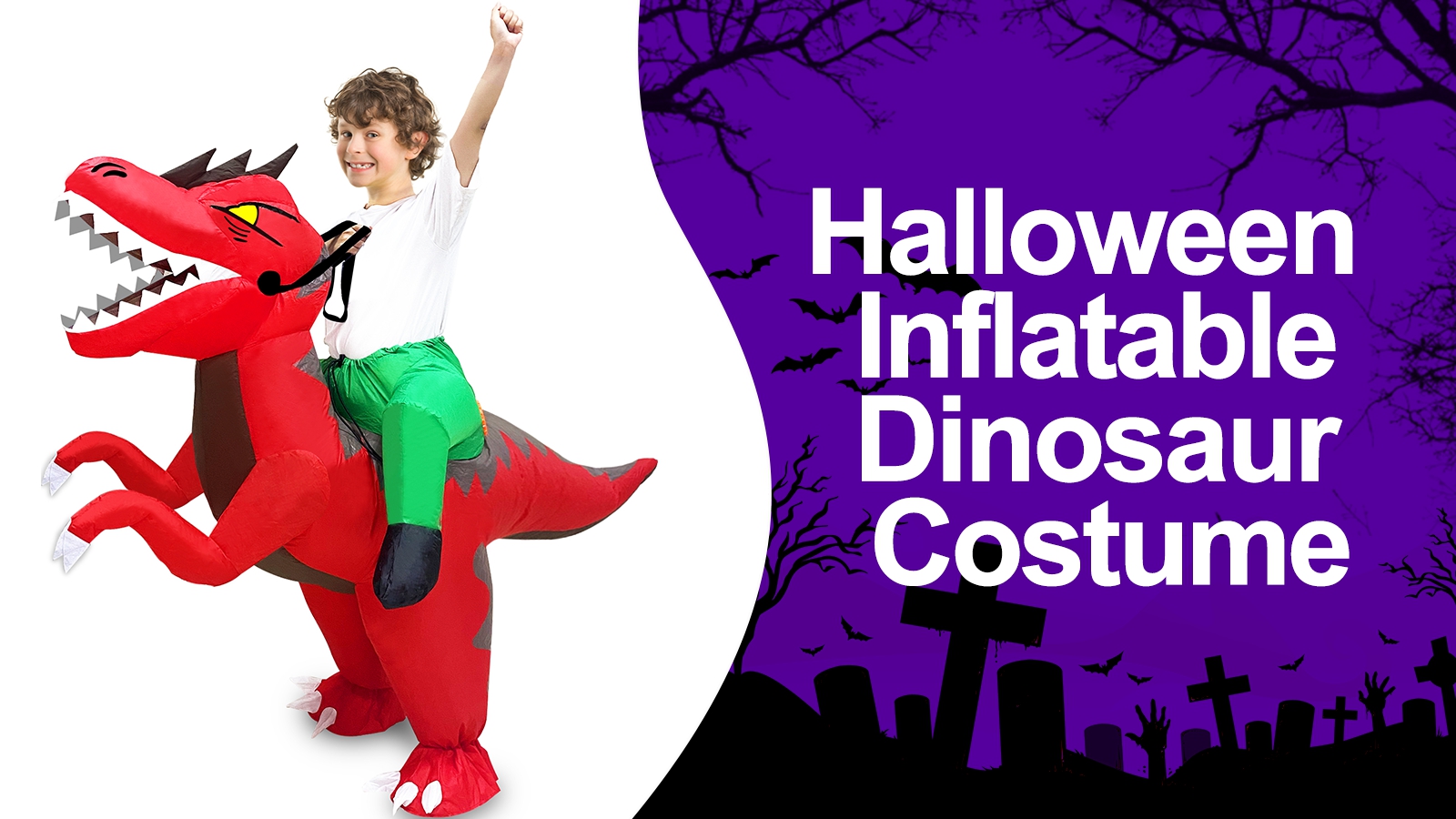 Disfraz inflable para niños Dinosaurio T-Rex con ojos LED miniatura 7