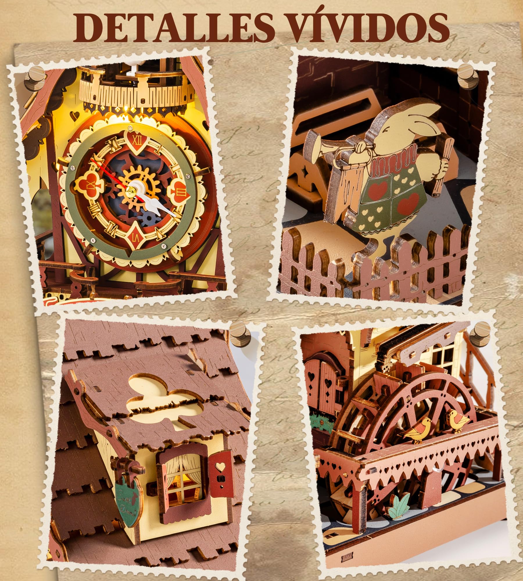 ROKR Puzzle 3D Legno Orologio a Cucù Modellismo da Costruire Adulti Idea Regalo Donna Uomo Vintage Colorato LC901C