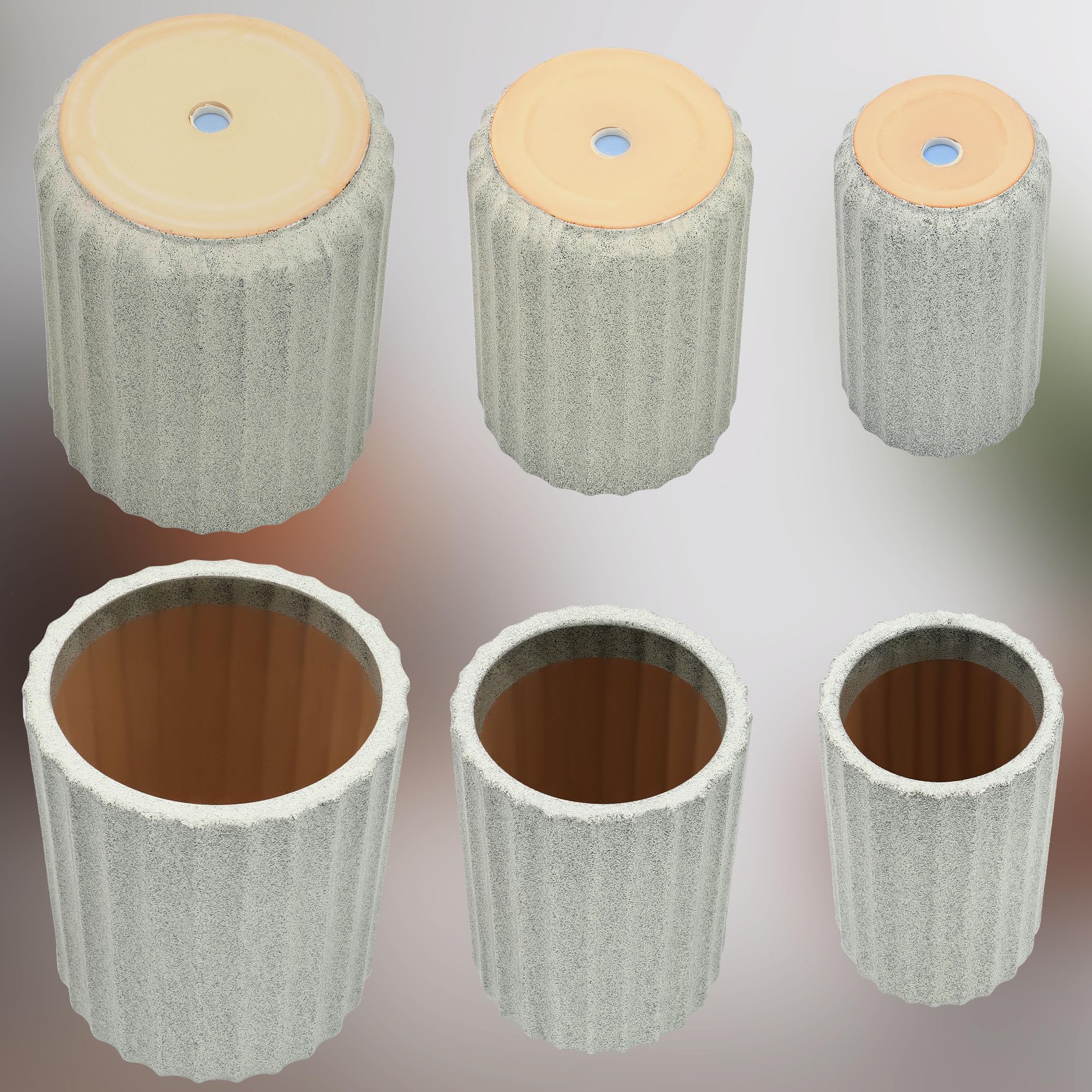 KOTARBAU® Set di 3 vasi da fiori in ceramica, diametro 19 cm, altezza: 41 cm, diametro: 25 cm, altezza: 44 cm, diametro: 31 cm, altezza: 47 cm, verde oliva, fiori in ceramica, per Zimmerp