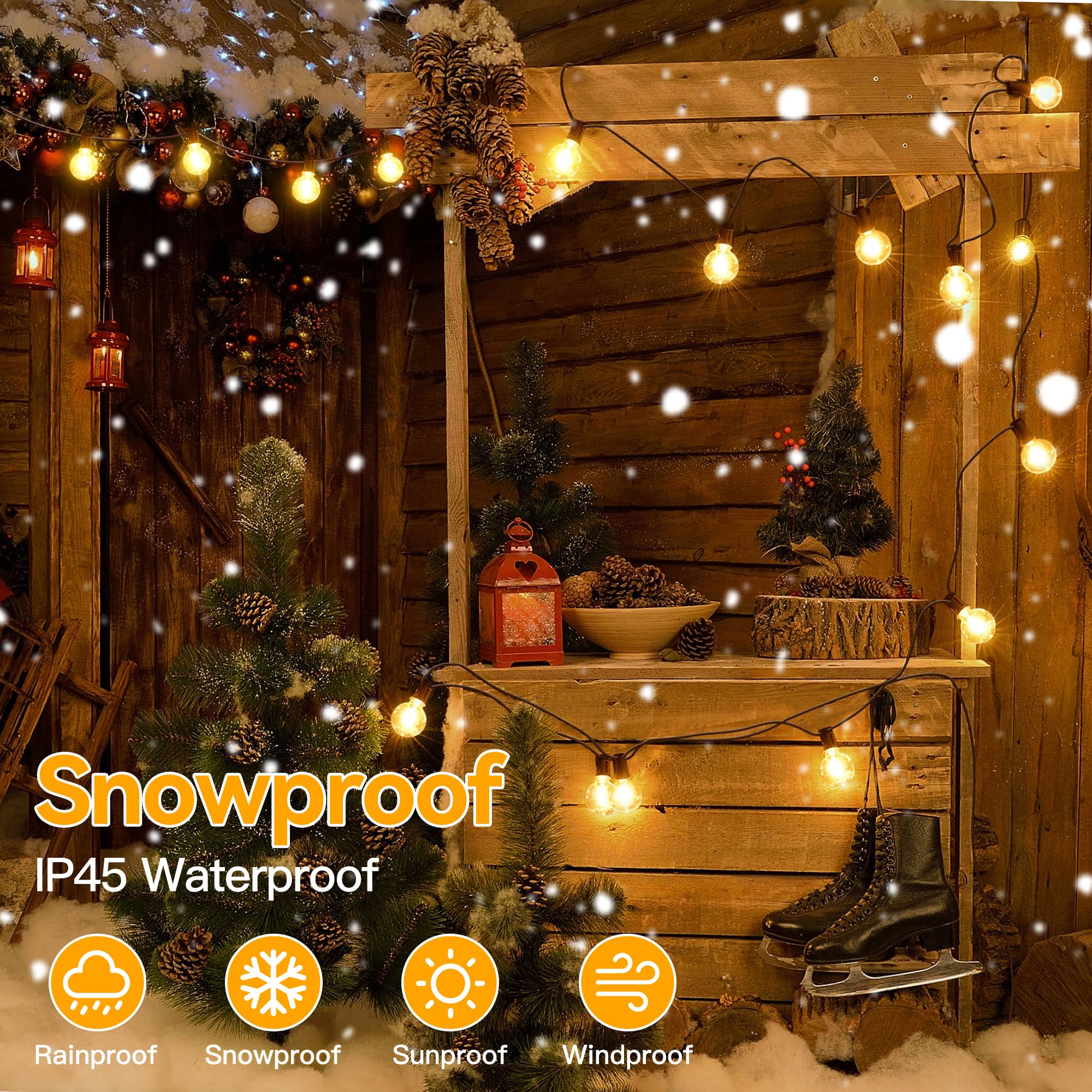 Ollny Festoon Lights Outdoor, 20m String Lights Mains Powered, 30+2 G40 Shatterproof Bulbs - Image 2