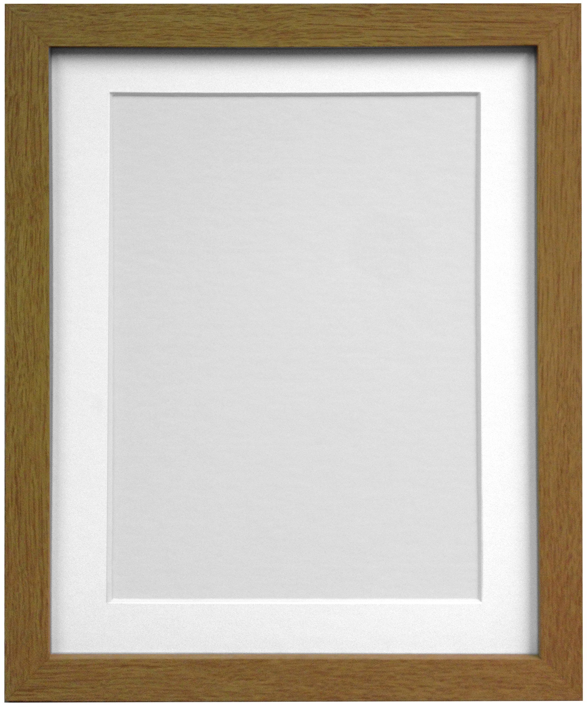 Frames By Post White Mount H7 Oak Picture Photo Frame With 18 X 14 For Image Size 14 X 11 Inch