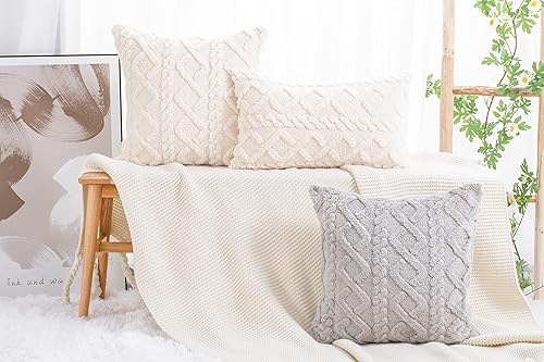 Miniatura 6 de MADIZZ Juego de 2 fundas de almohada de lana corta de felpa suave y mullida de 20 x 20 pulgadas, fundas de cojín decorativas para sofá y dormitorio