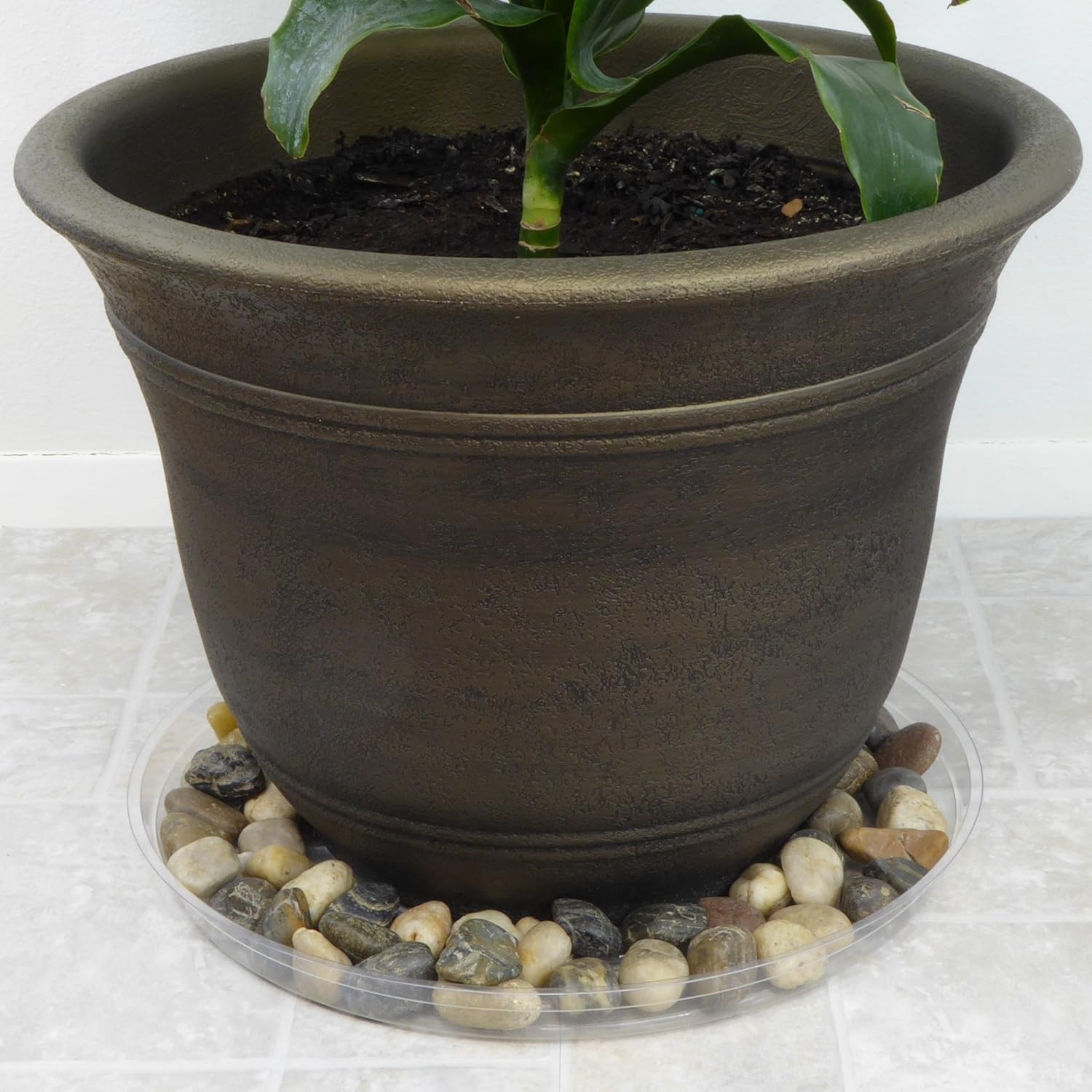YOUniversal Products Plant Saucers (Pack of 5) - 16” Clear Durable Plant Saucer for Indoor & All-Weather Outdoor Use - Catch Dirt & Water from Plant Pots to Stop Messes & Stains in Your Home & Garden