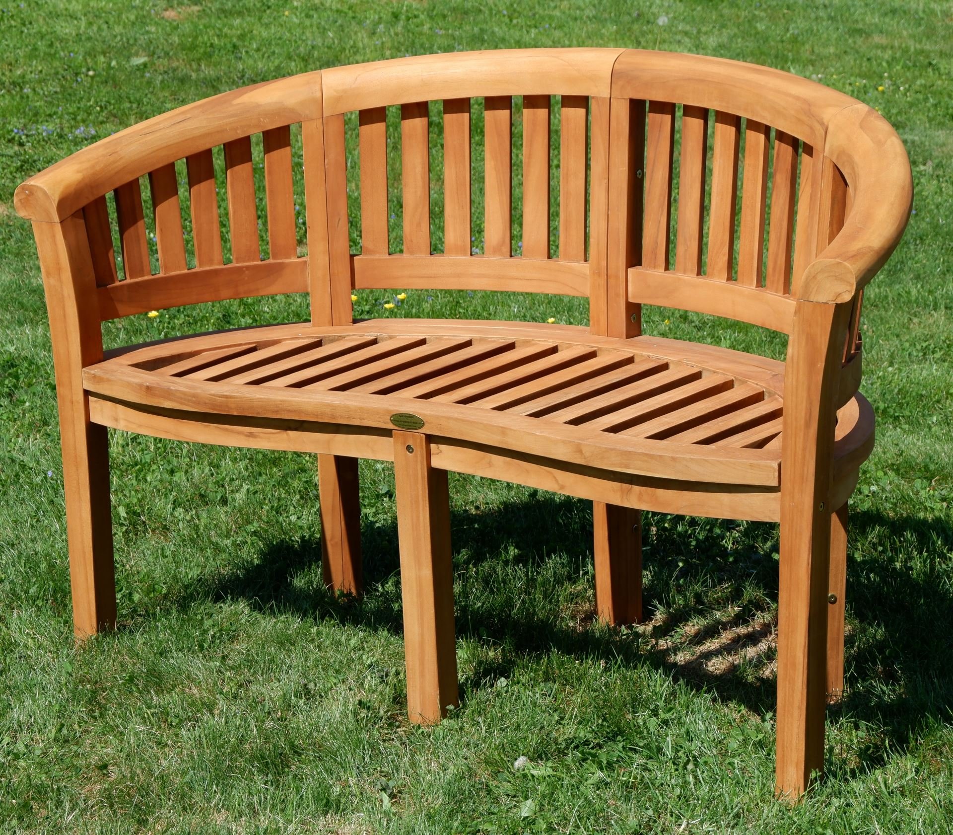 ASS ALEOS. Teak Bananenbank Gartenbank Parkbank Sitzbank 2-Sitzer Bank 120cm Holz sehr robust COCO120