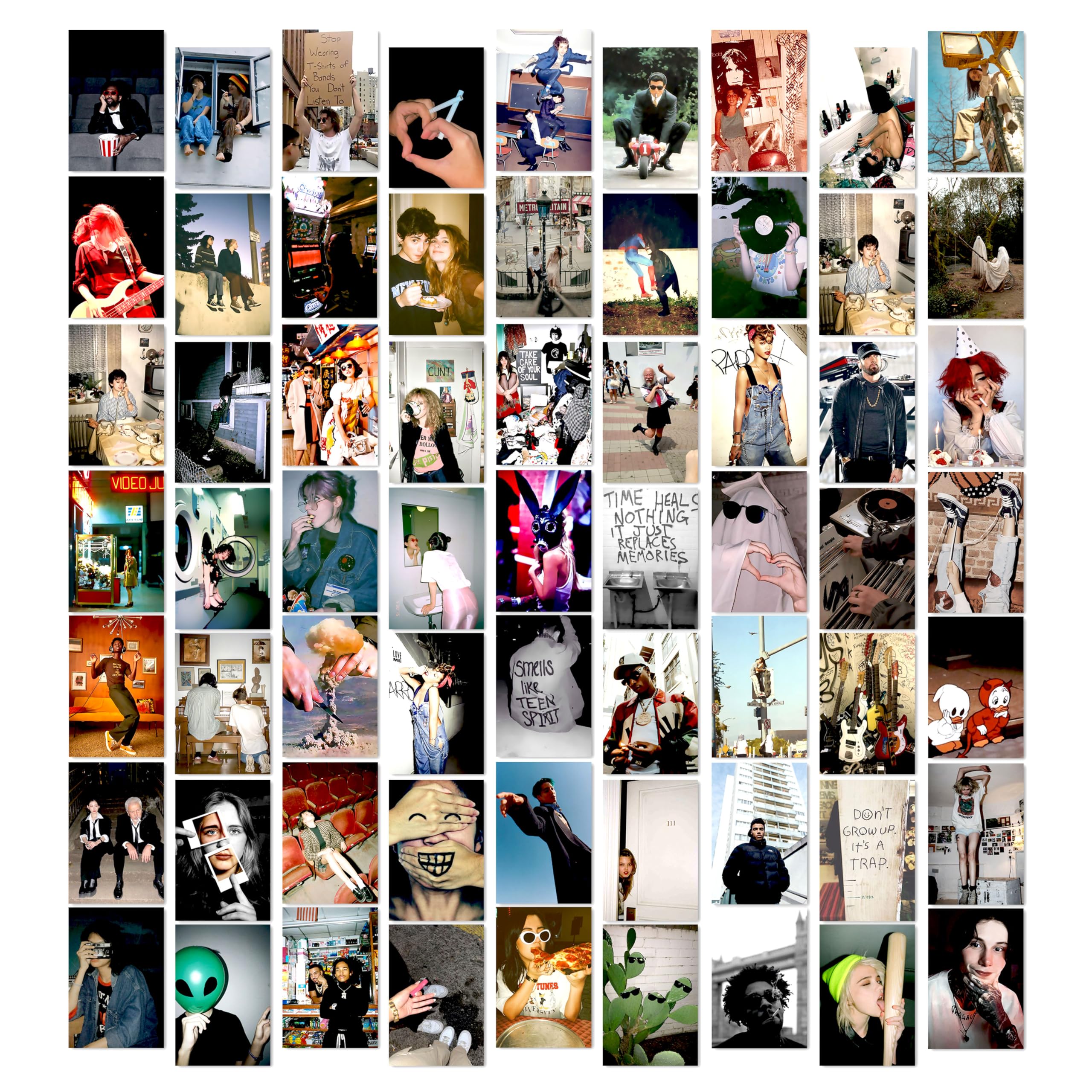Rousrie Aesthetic Wall Decor Stickers for Room Decoration (Pack of 63 PCS) Photo Wall Collage Kit (Size:4.00x6.00 Inches) Self-Adheshive Wall Poster.