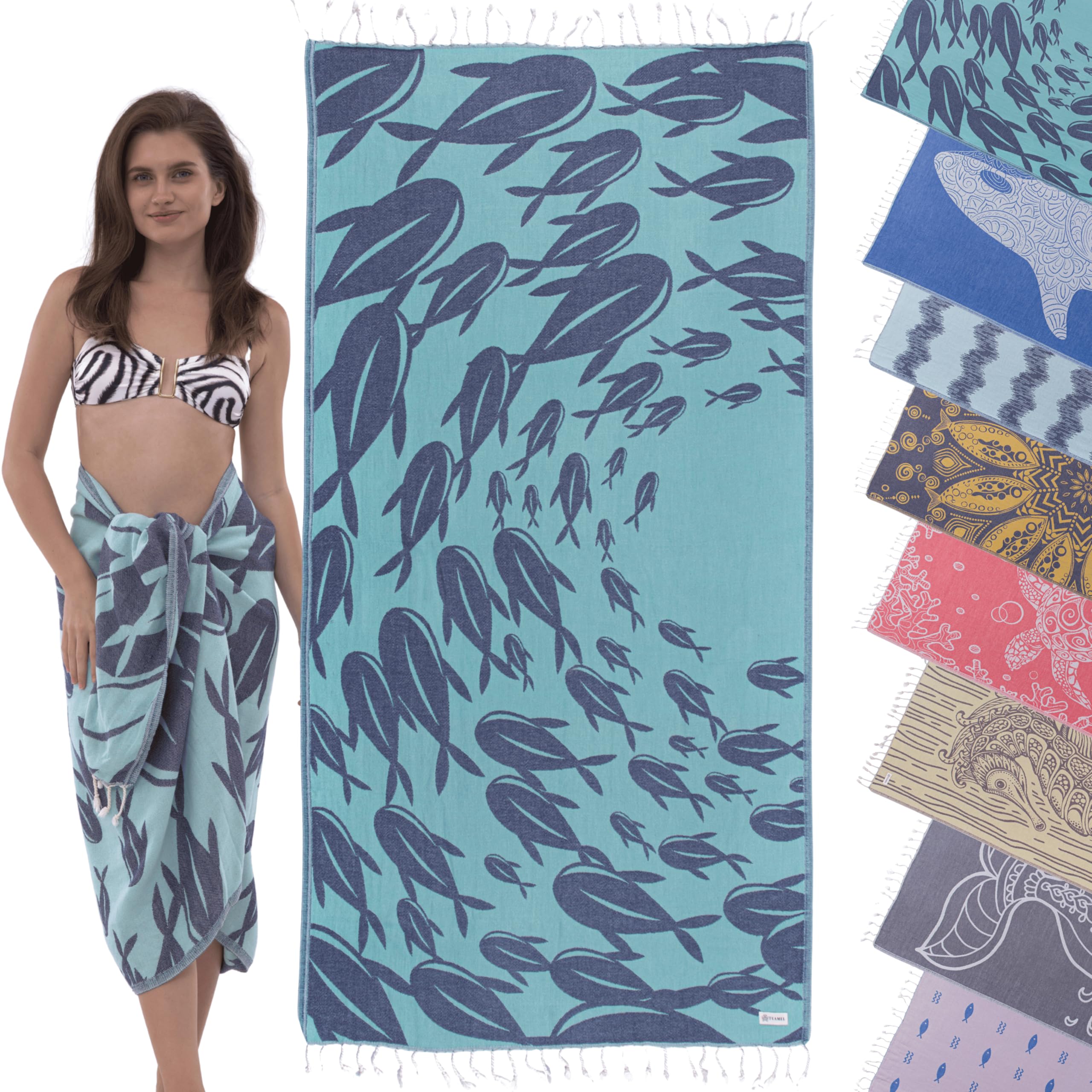 Turkish Cotton Beach Towel - Large Quick Dry Sand Towel (69x37 Inches) - Lightweight & Absorbent - View #2