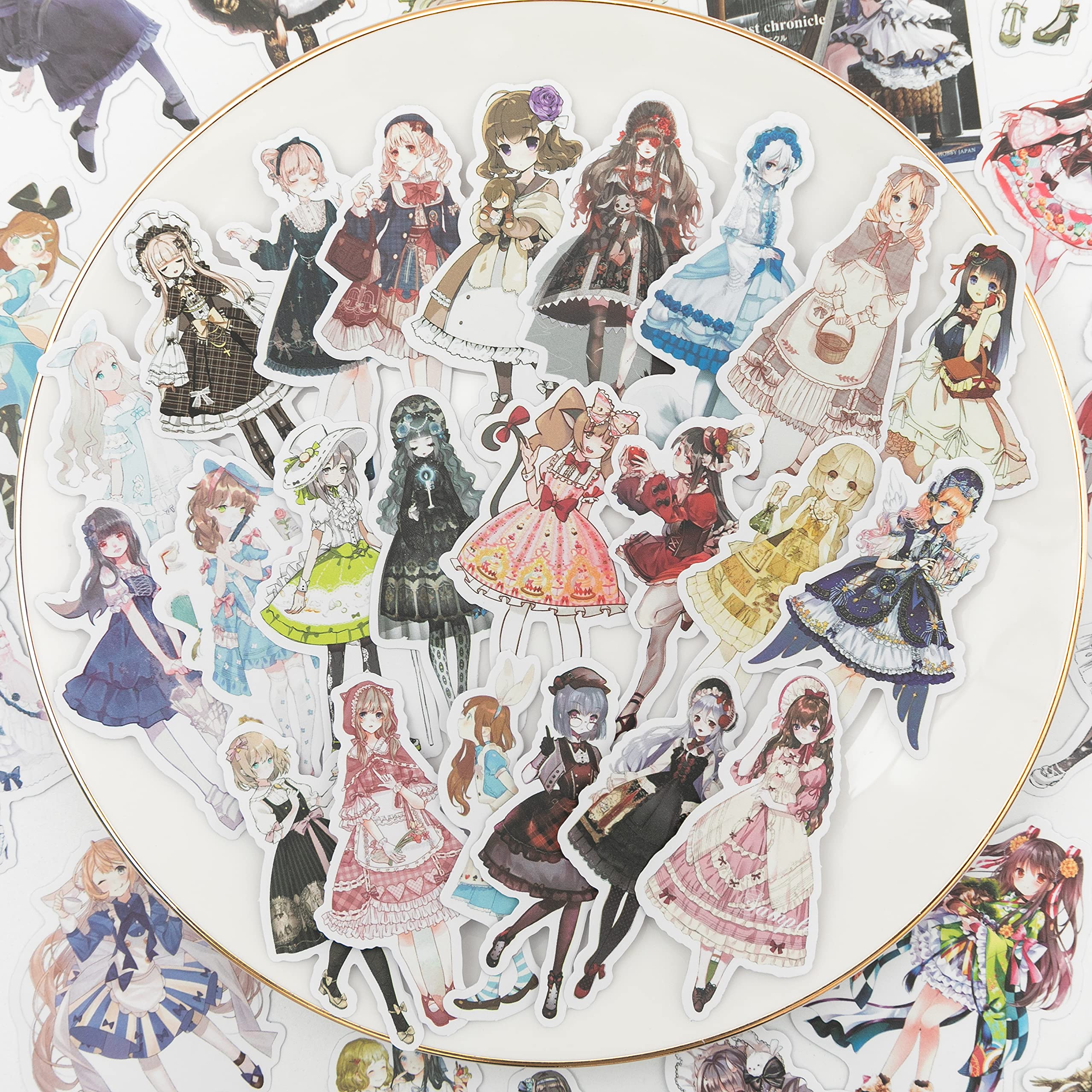 Vintage Lolita Sticker Flakes, 58 Piece Set