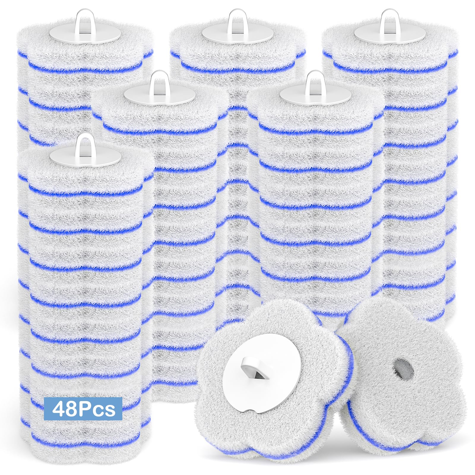 Disposable Toilet Bowl Brush Refills (48 Pcs White Refills)