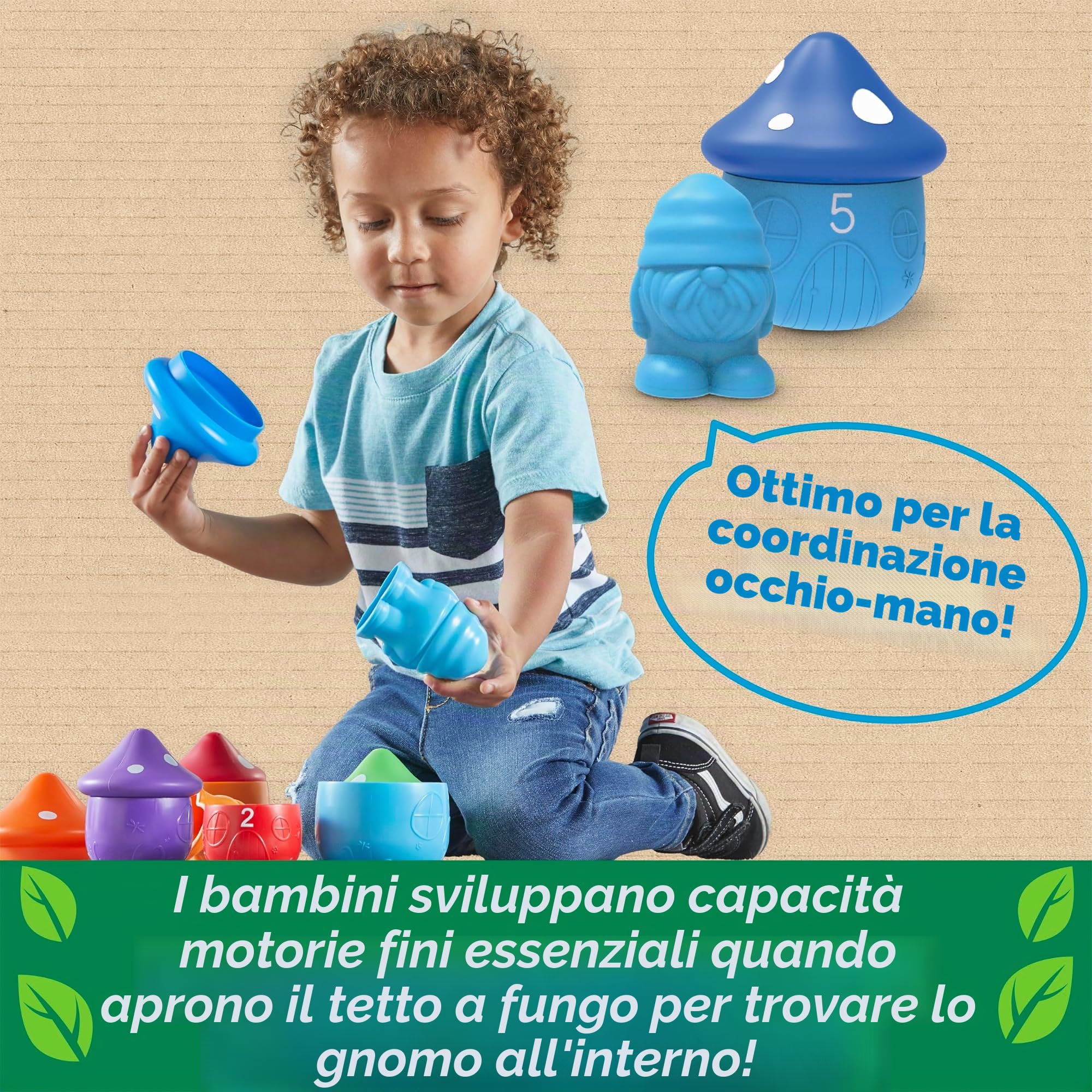 Learning Resources Case per gnomi Peekaboo, età 18 Mesi+, Giochi educativi, attività di apprendimento prescolare, Giocattoli Didattici per Bambini 2-4, Giocattoli Montessori sostenibili