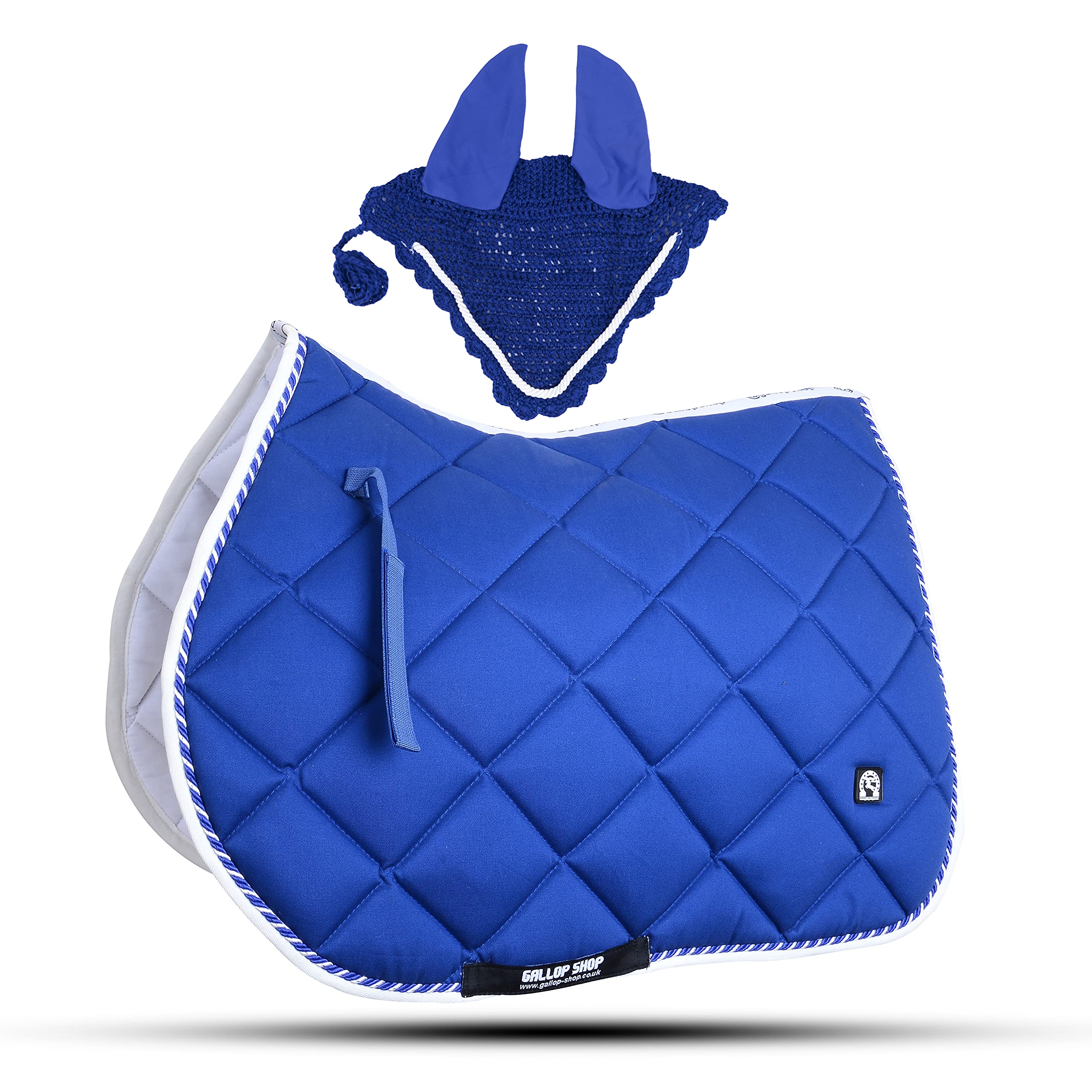 Gallop Shop General Saddle Pads with Matching Fly Veil Set (Royal Blue Full)